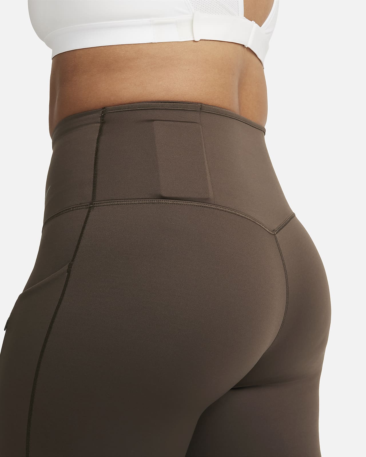 NIKE Womens Brown Moisture Wicking Pocketed Fitted Cropped Drawstring  Printed Active Wear High Waist Leggings XS 
