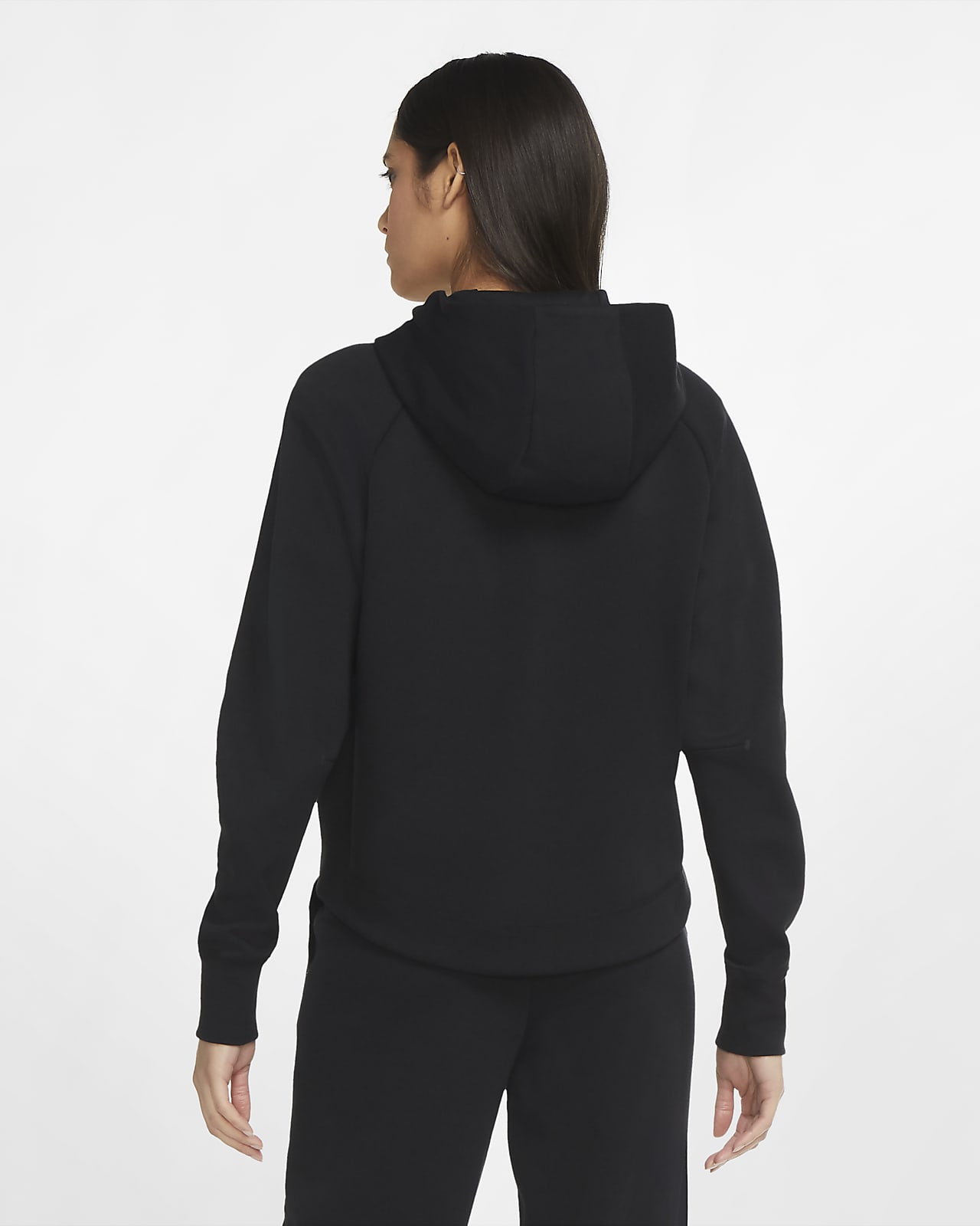 nike running air zip through hoodie in black