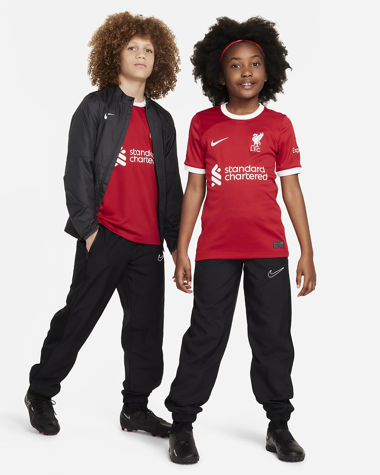 Liverpool FC Jersey. Big Stadium Nike Dri-FIT Soccer Kids\' Home Nike 2023/24