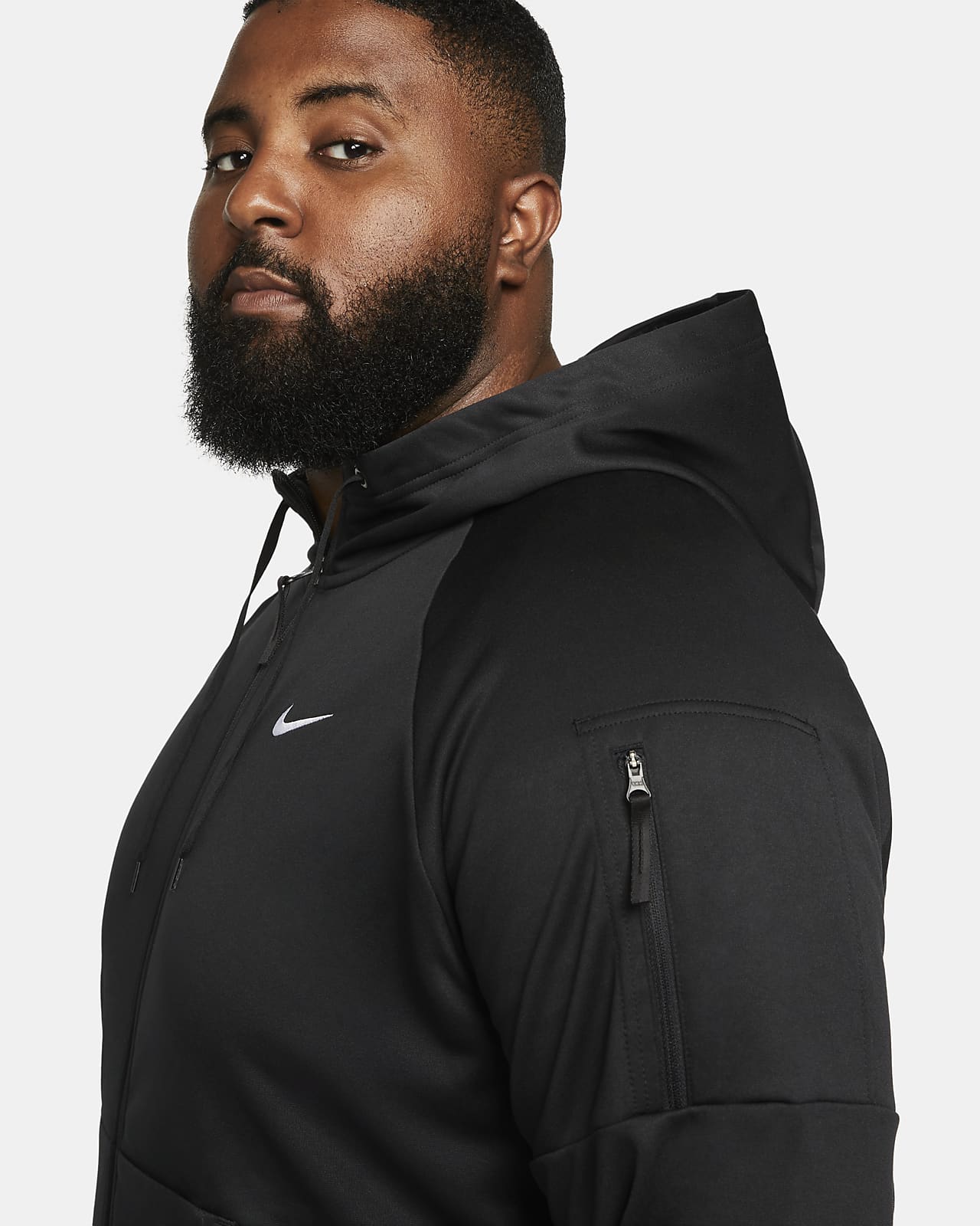 Nike Dri-FIT Men's Full-Zip Training Hoodie, Black/White, XX-Large
