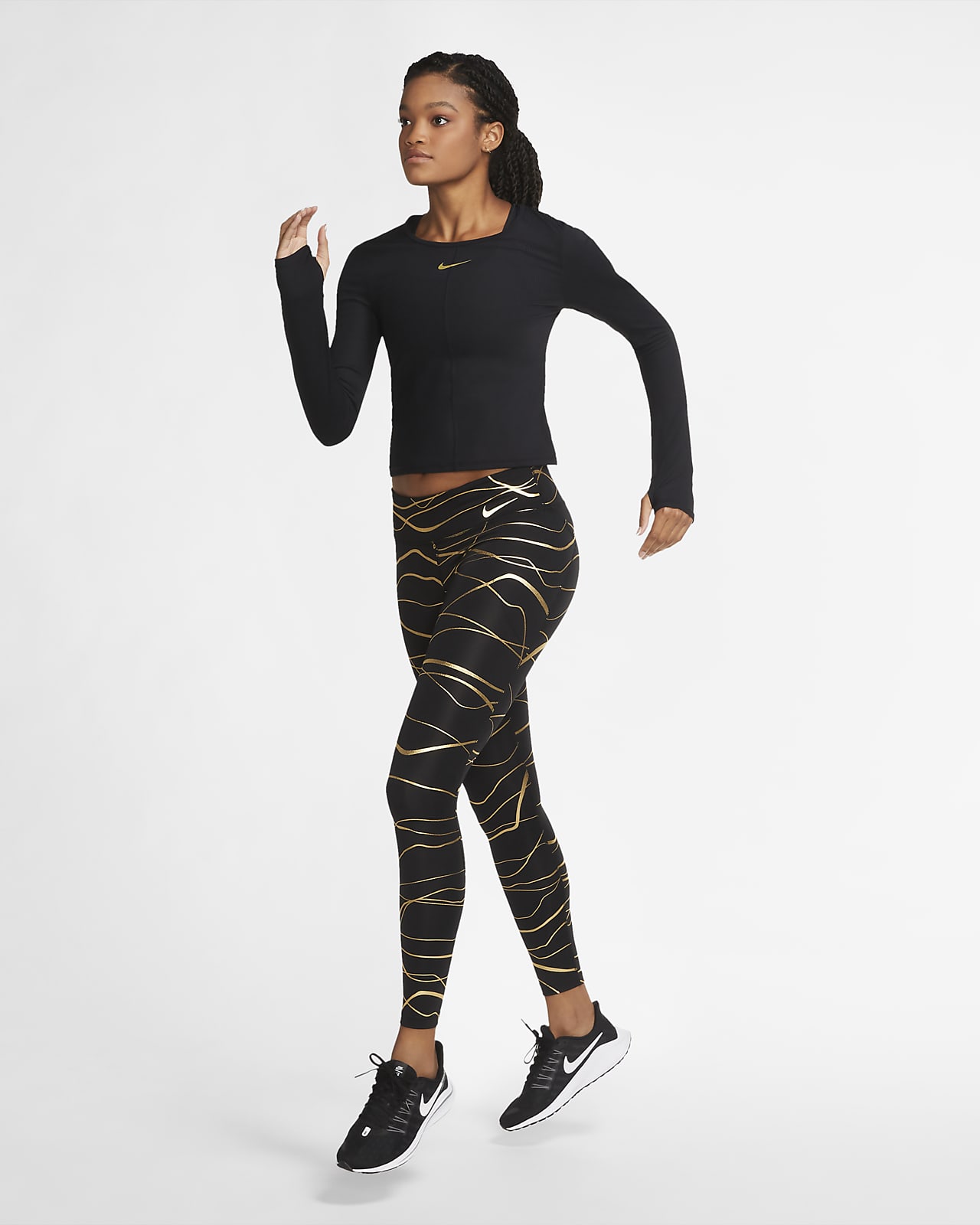 Womens Nike Pro Sparkle Gold Training Tights Sz XS Black Metallic Gold  932397 01 | eBay