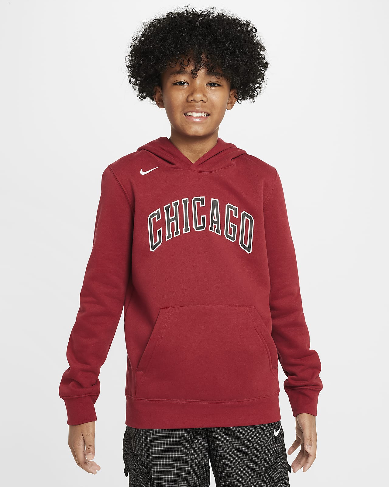 Chicago Bulls City Edition Nike NBA-pullover-hættetrøje i fleece til større børn