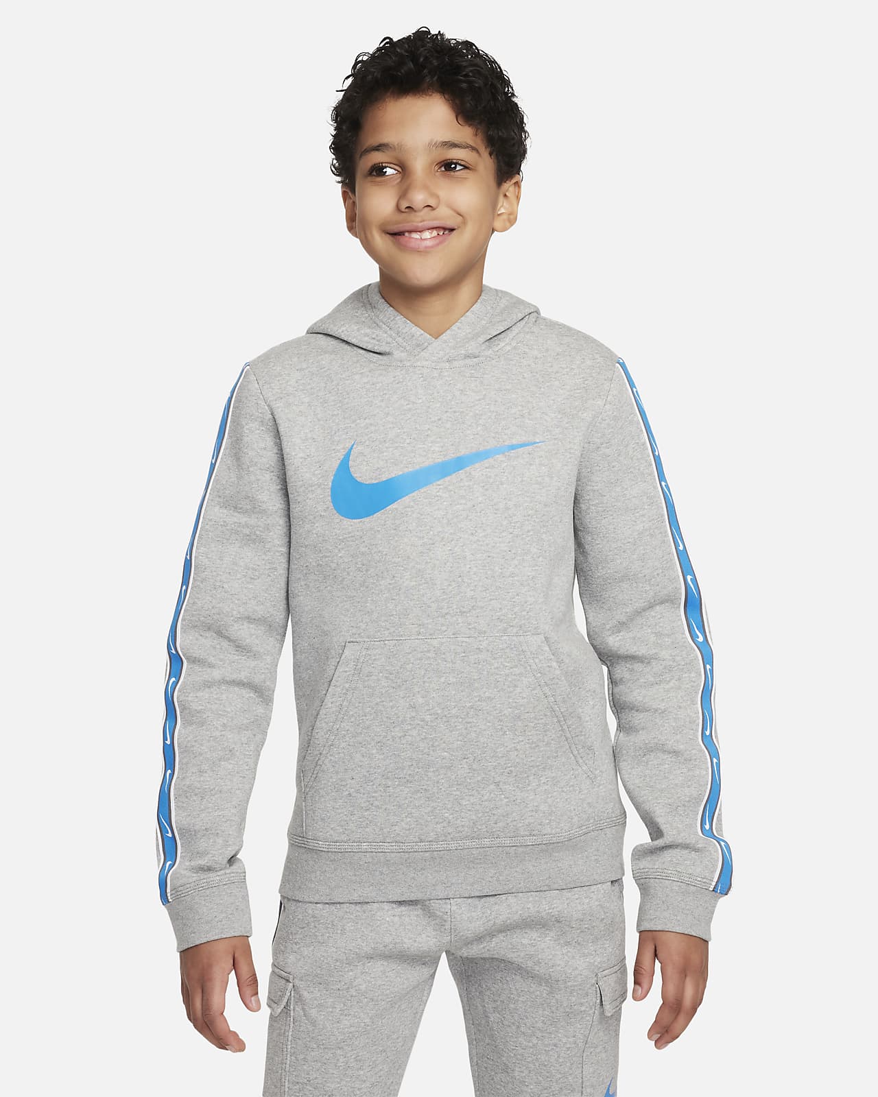 Dzianinowa bluza z kapturem dużych dzieci Nike Sportswear Repeat. Nike PL