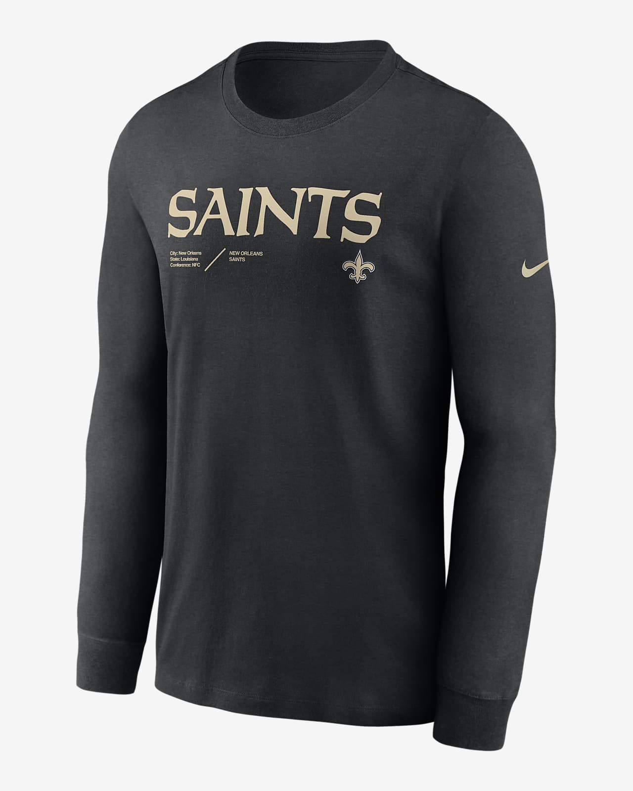 Men's Nike Gray New Orleans Saints Sideline Velocity Athletic Stack Performance T-Shirt Size: Large