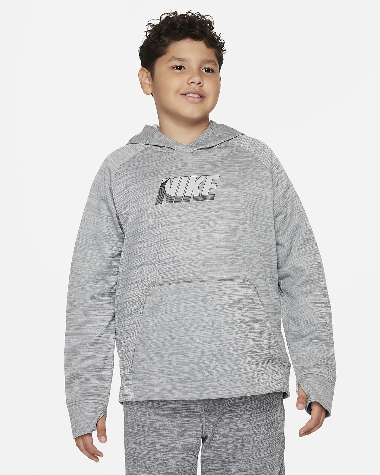 Sudadera con gorro de entrenamiento para niño talla grande Nike Therma-FIT  (talla amplia). 