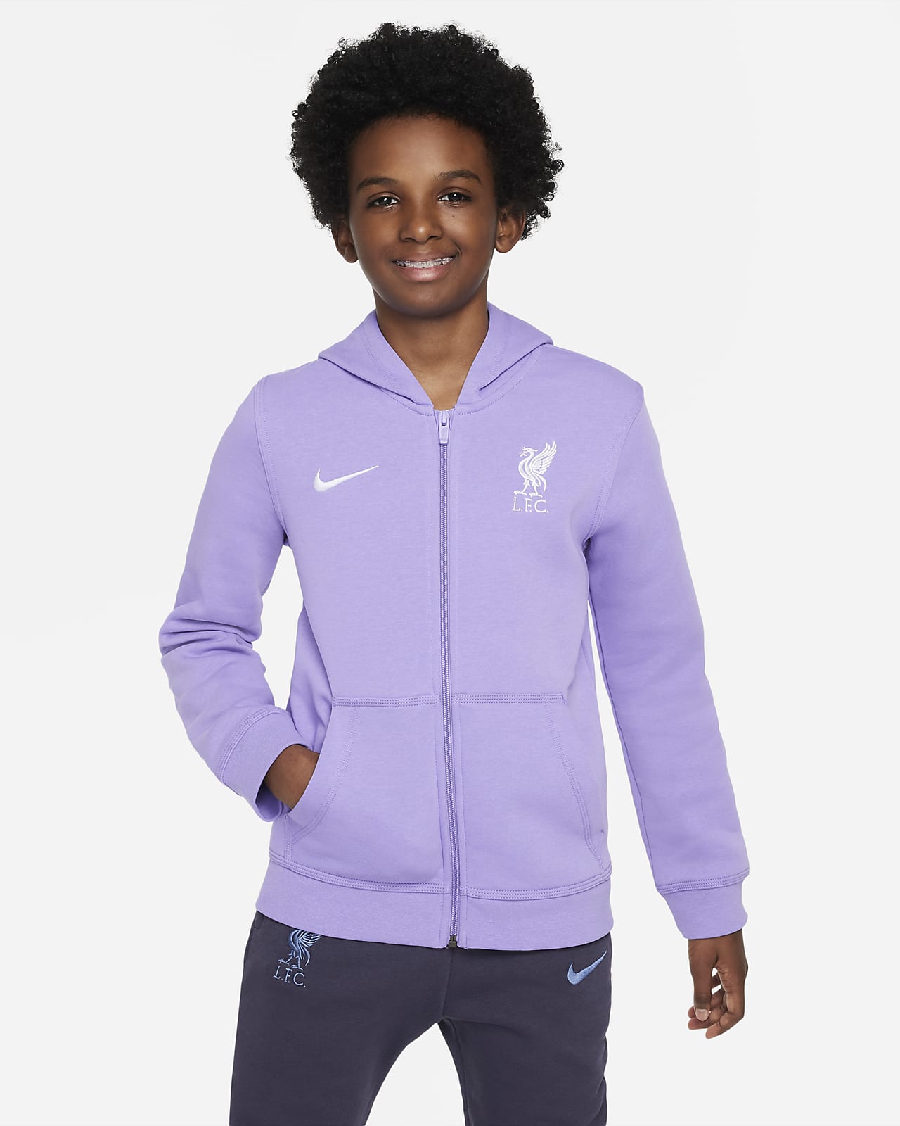 Sudadera con gorro de cierre completo Nike F tbol para ni os talla grande Liverpool FC Club Fleece Alternativo