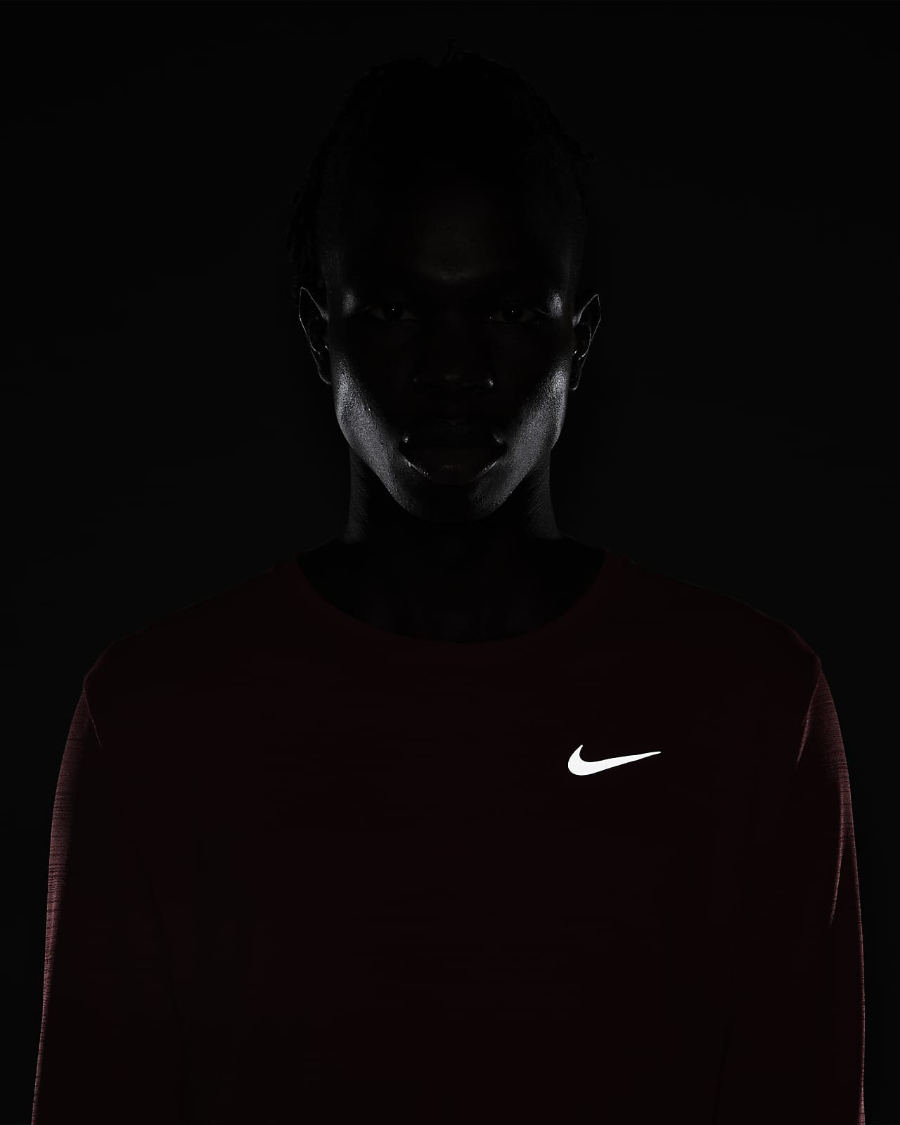 nike running miler long sleeve top in black