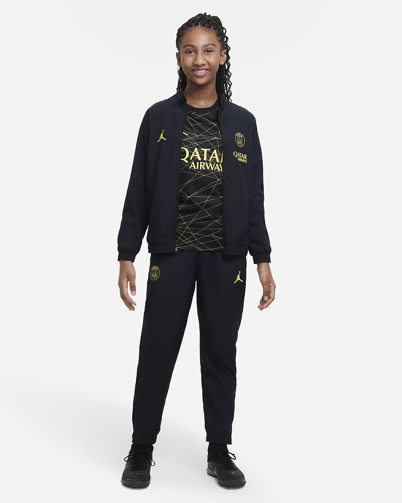 Dres piłkarski z tkaniny dla dużych dzieci Jordan Dri-FIT Paris Saint-Germain Strike (wersja czwarta)