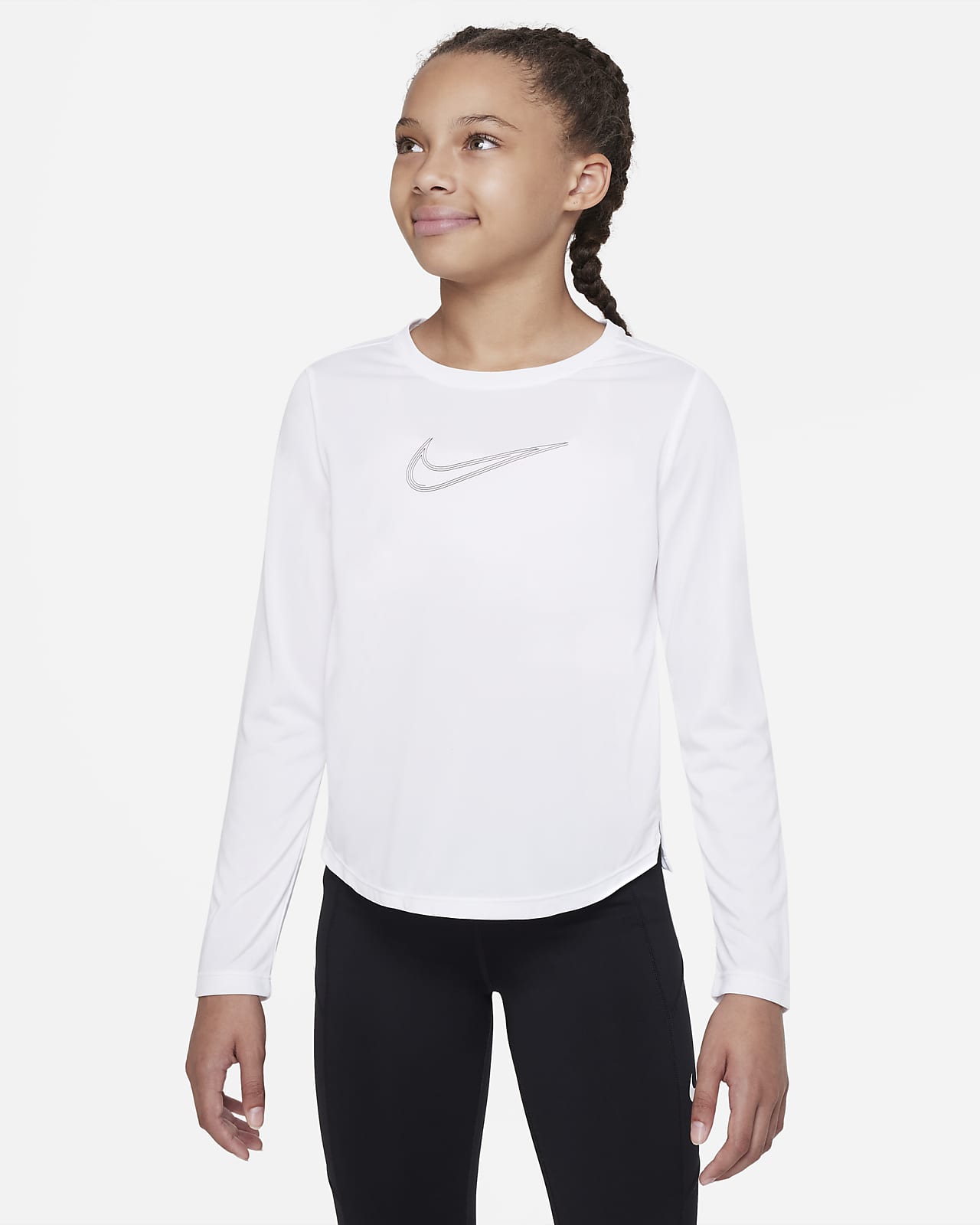 Nike Dri-FIT One Older Kids' (Girls') Graphic Long-Sleeve Training Top ...