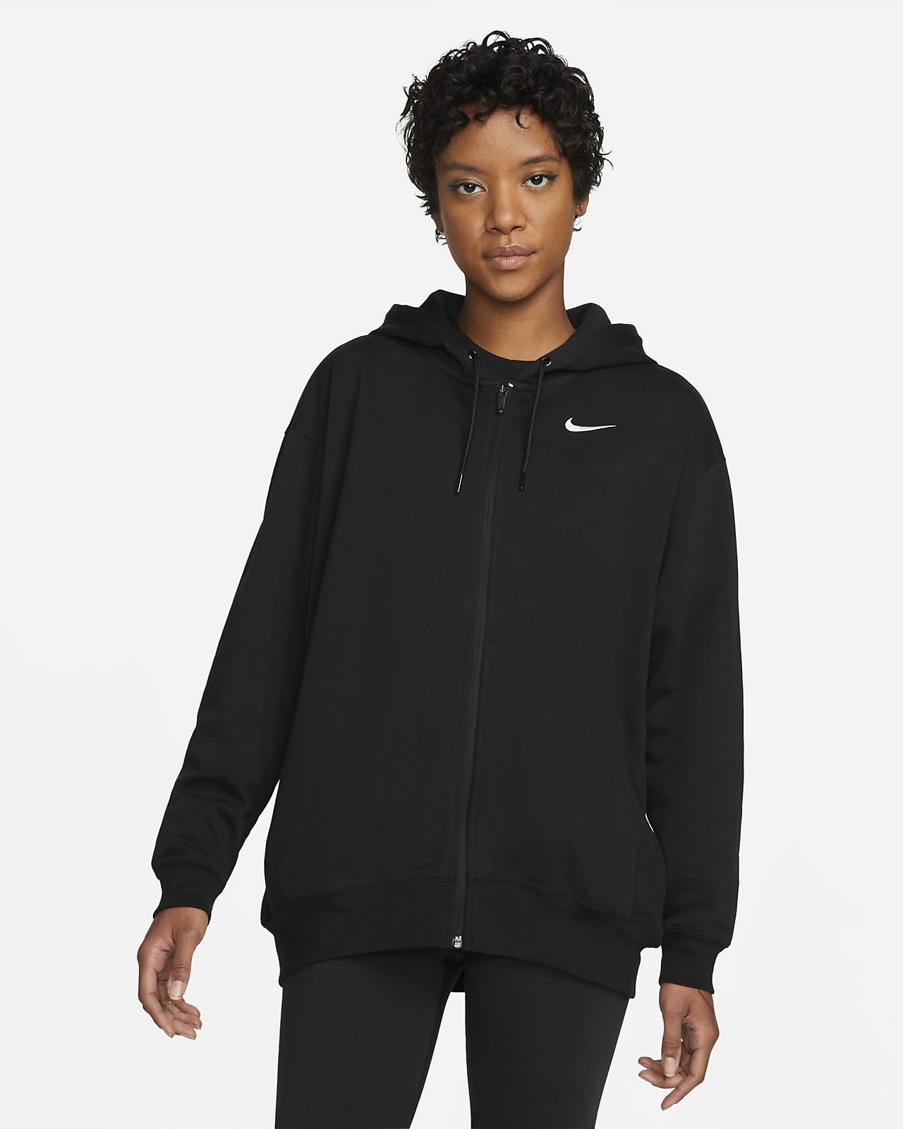nike plus black essentials zip through hoodie
