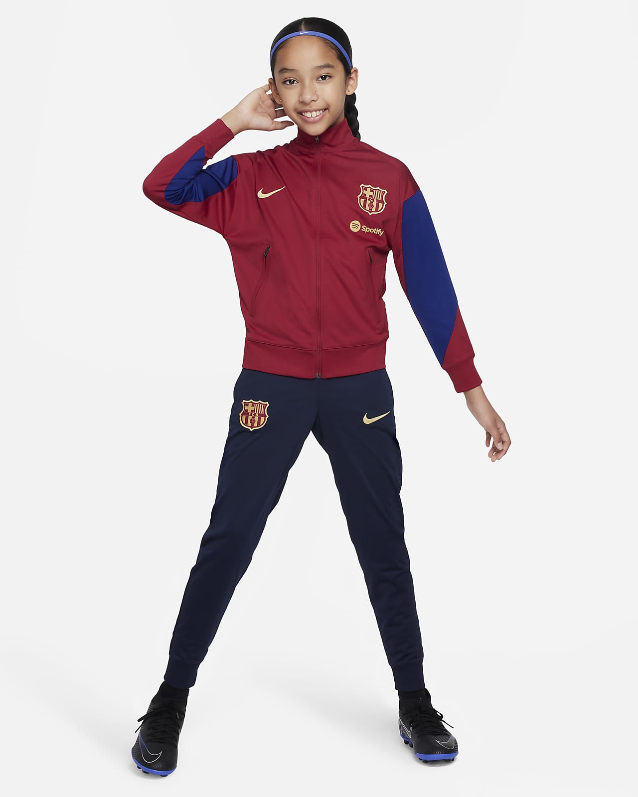 Ποδοσφαιρική πλεκτή φόρμα Nike Dri-FIT Μπαρτσελόνα Strike για μεγάλα παιδιά