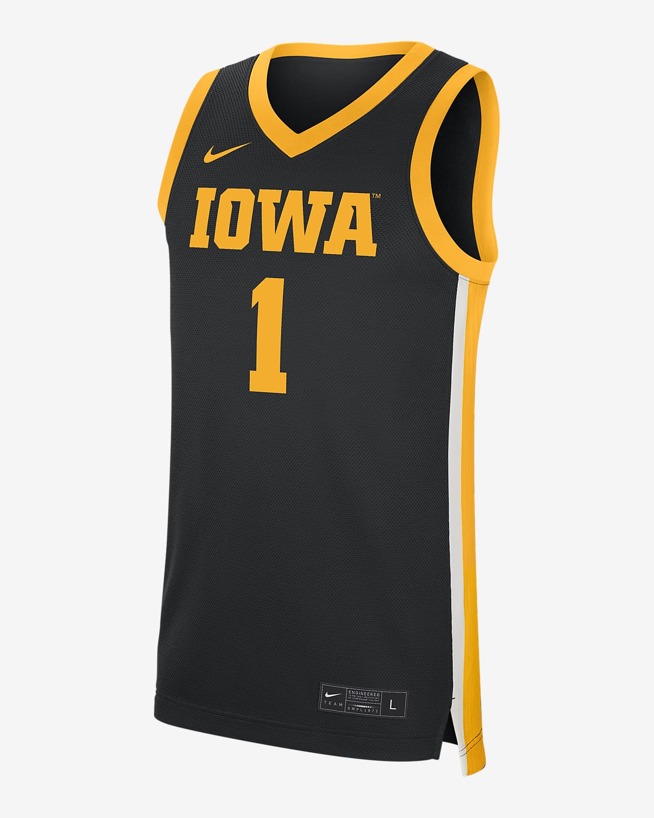 Nike Men's Iowa Hawkeyes #1 Replica Basketball Black Jersey, XXL