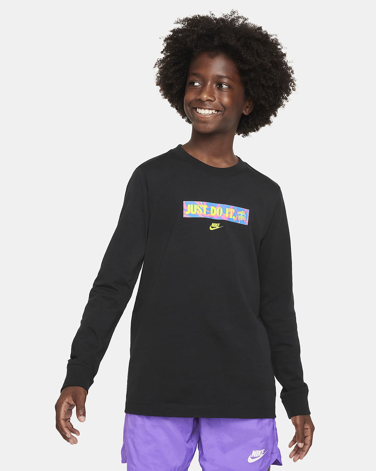 Kids\' T-Shirt. Long-Sleeve Big Nike Sportswear
