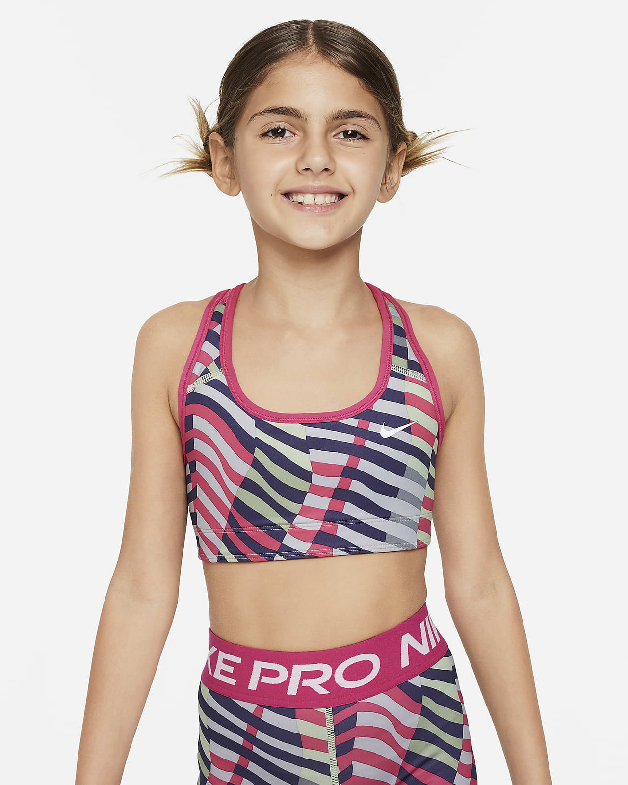Αθλητικός στηθόδεσμος διπλής όψης Nike Swoosh για μεγάλα κορίτσια