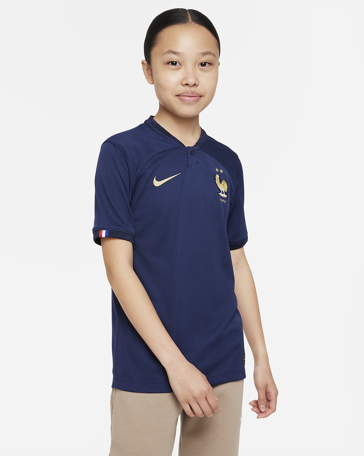 FFF 2022/23 Stadium Home Nike Dri-FIT-fodboldtrøje til større børn