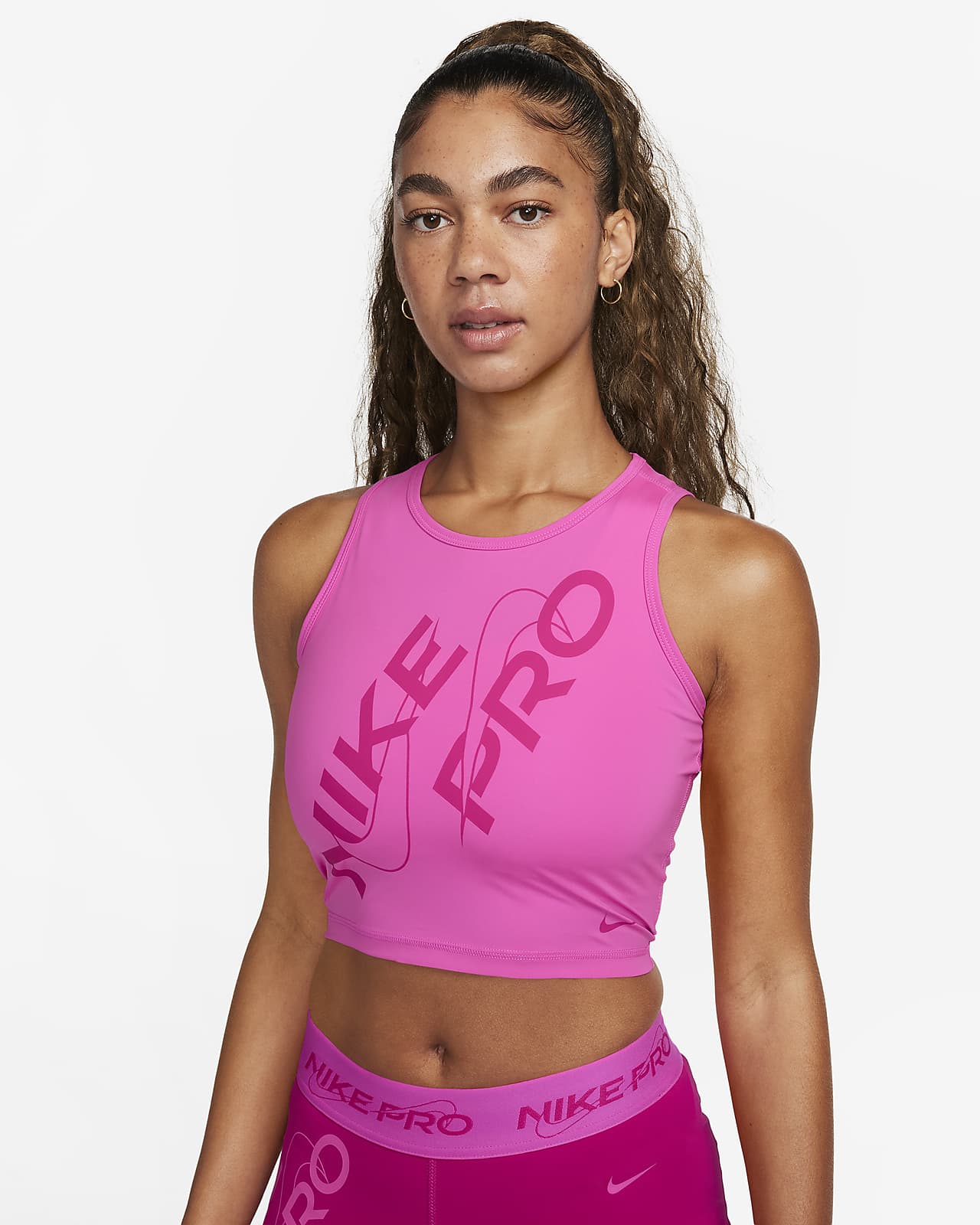 Women's Nike Pro Dri-Fit Crop Tank Top in Pink, Size: XS | FB5261-617