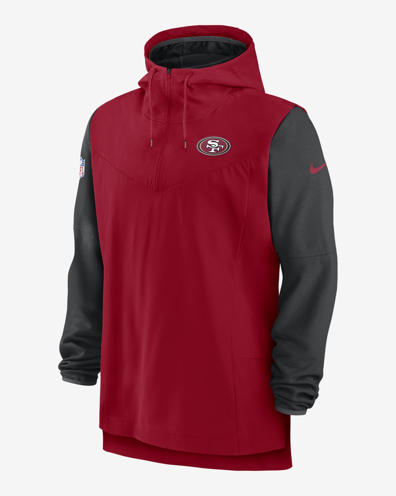 Men's Nike Scarlet/Black San Francisco 49ers Sideline Player Quarter-Zip Hoodie Jacket Size: Small