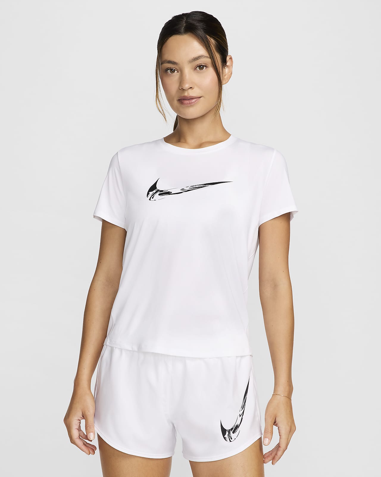 Haut de running à motif et manches courtes Dri-FIT Nike One pour femme
