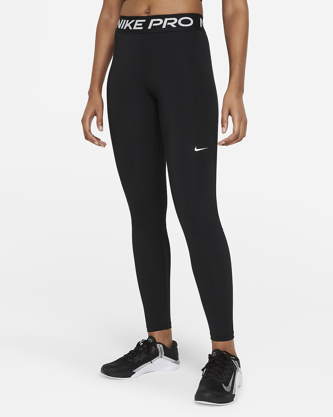 Leggings a vita media con inserti in mesh Nike Pro – Donna