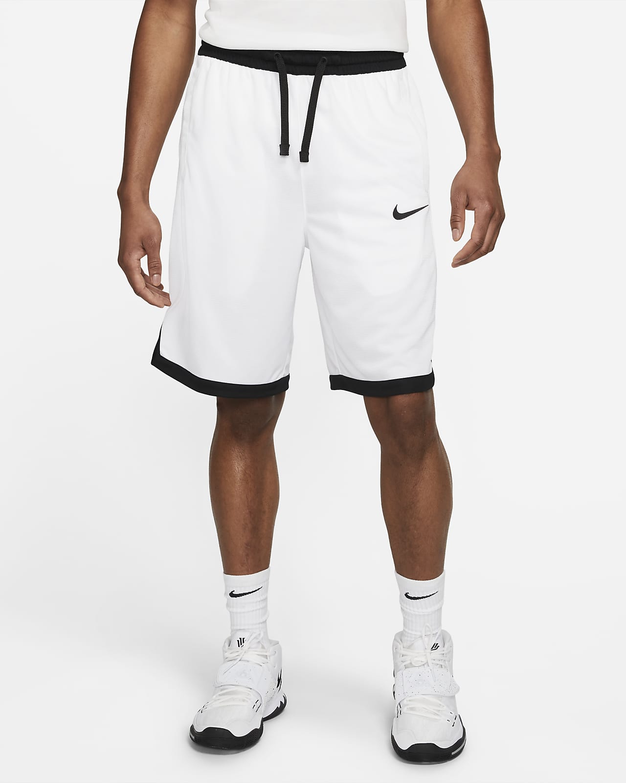 white mens basketball shorts