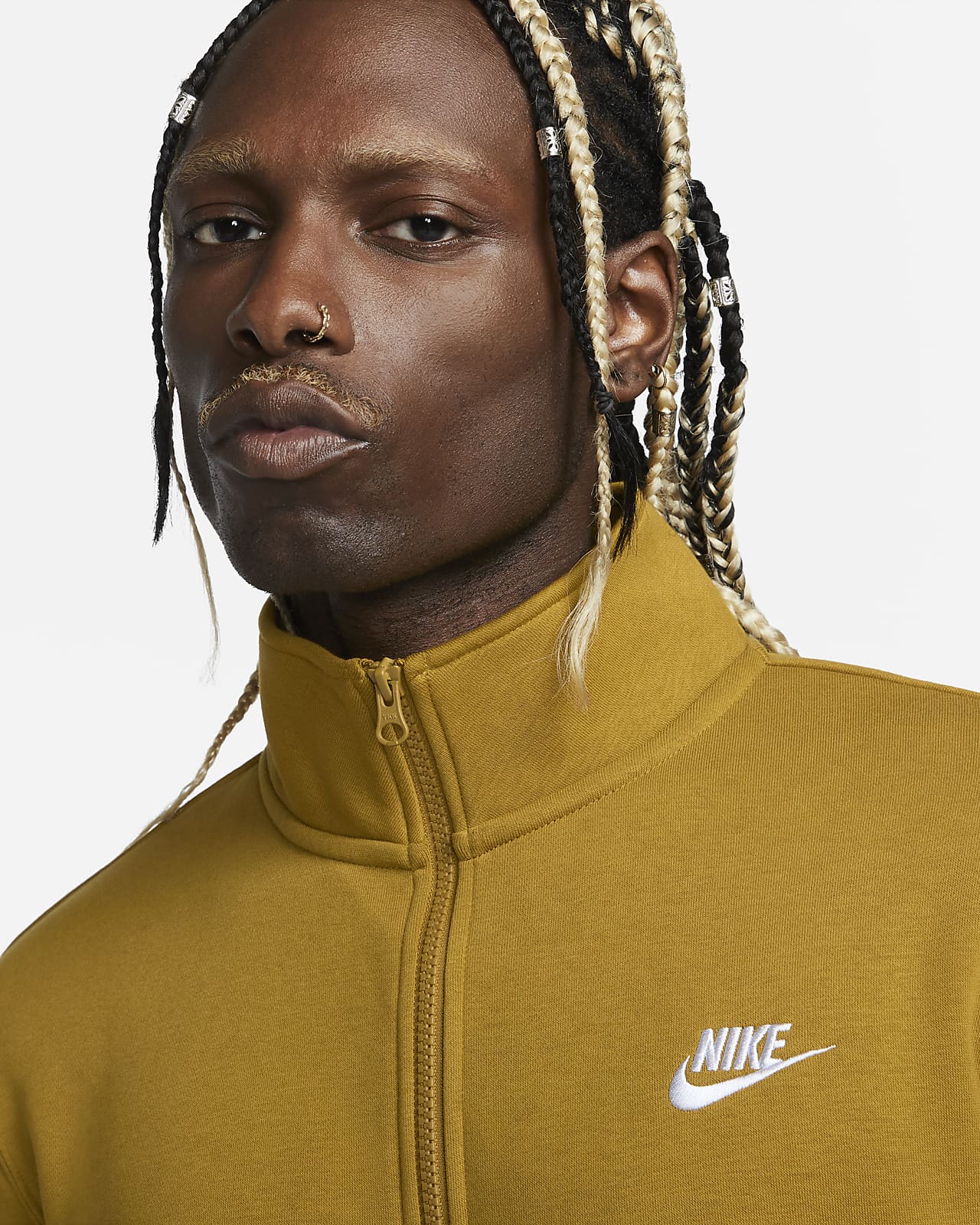 Iedereen ik betwijfel het terrorisme Nike Sportswear Club Trui van geborsteld materiaal met halflange rits voor  heren. Nike NL
