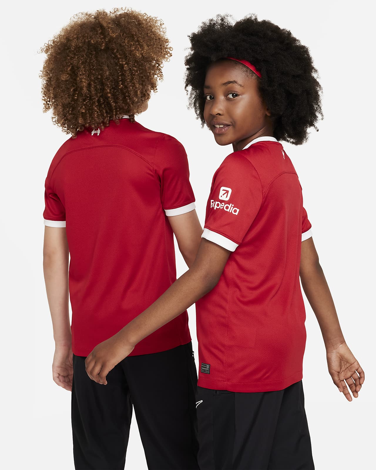 Liverpool FC 2023/24 Stadium Home Kids\' Dri-FIT Big Nike Nike Soccer Jersey