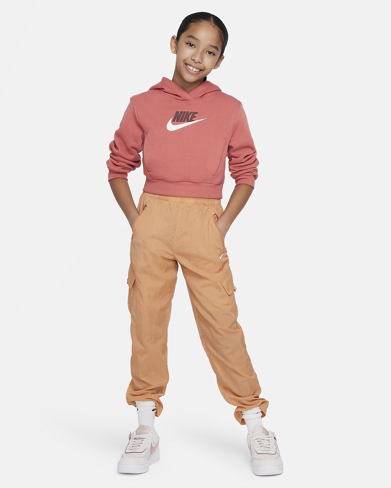 Sudadera con gorro cropped para ni a talla grande Nike Sportswear