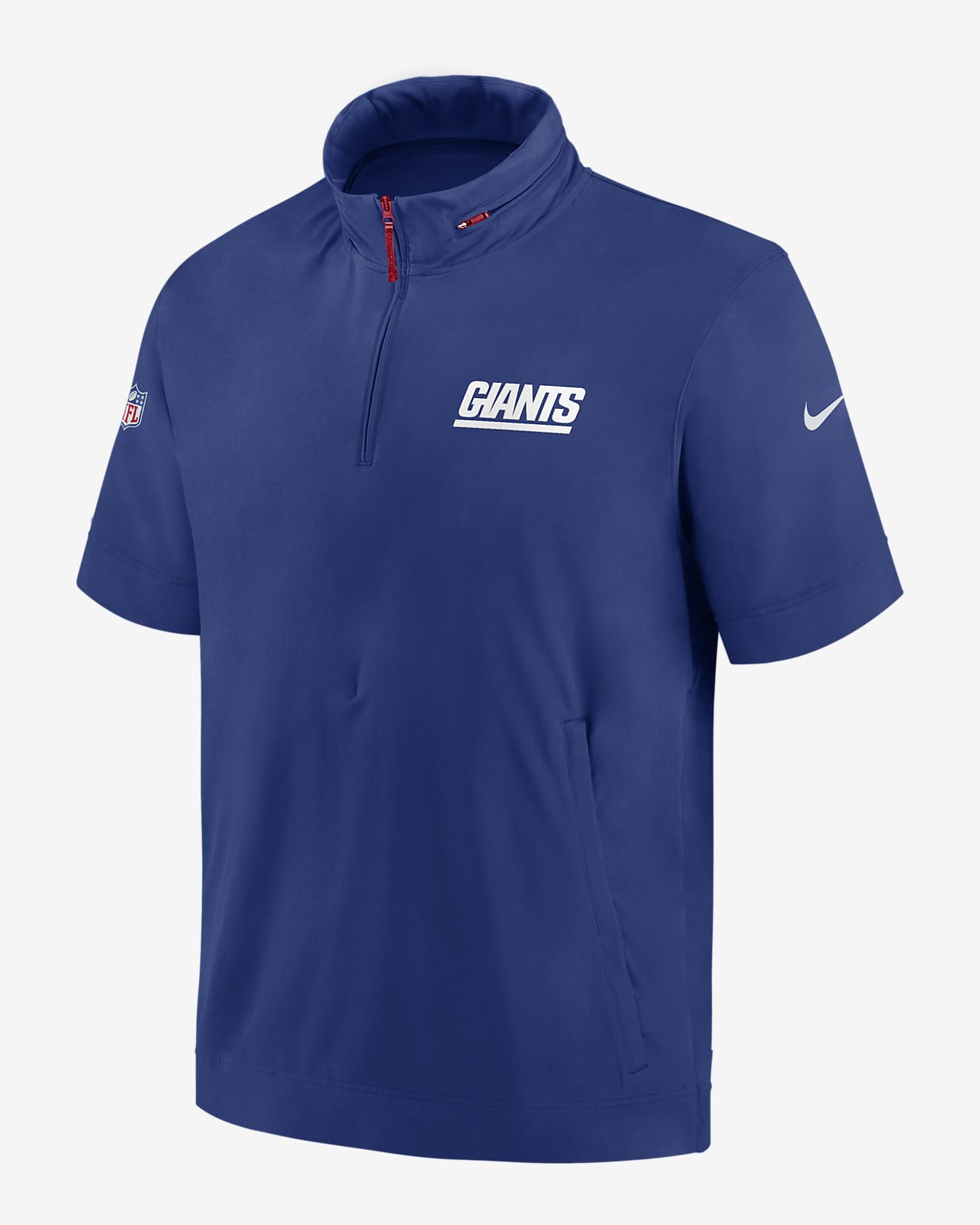 New York Giants Sideline Coach Men's Nike NFL 1/2-Zip Short-Sleeve Hooded Jacket