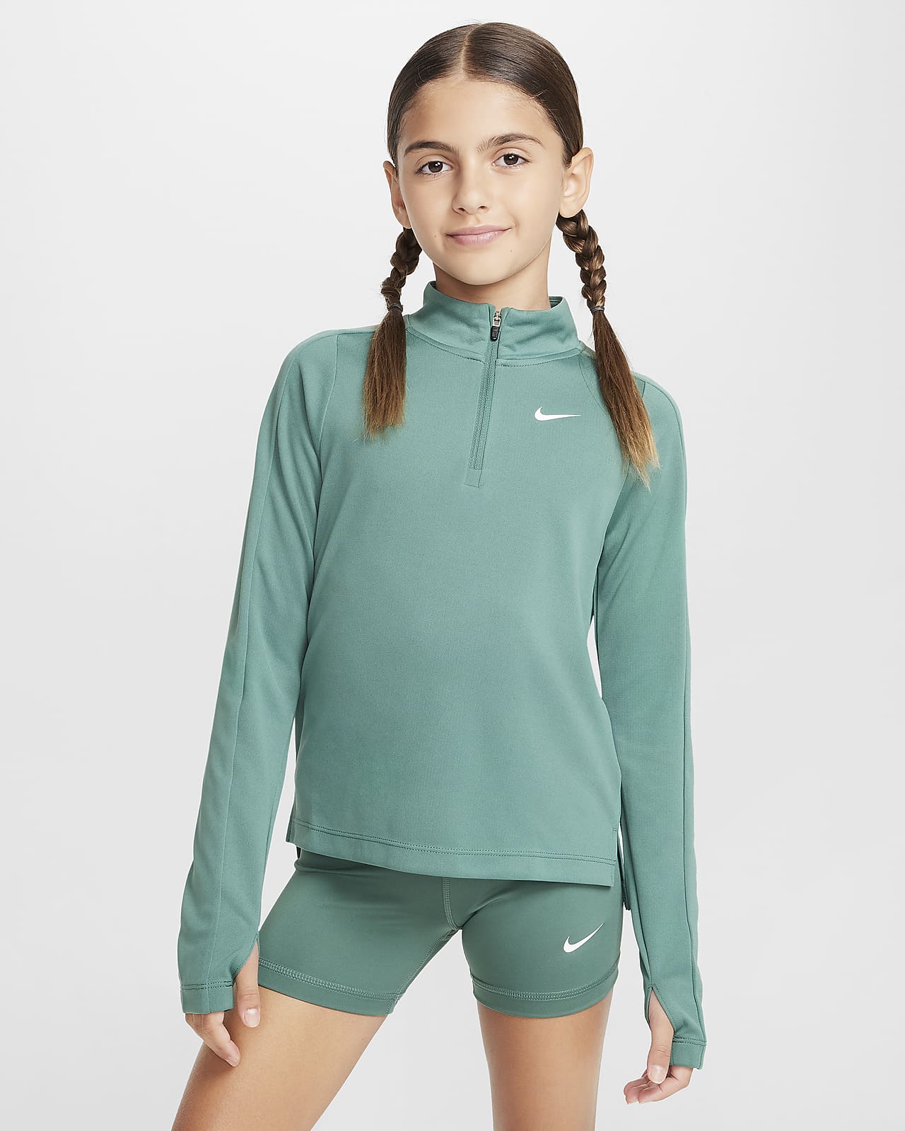 Tričko Nike Dri-FIT s dlouhým rukávem a polovičním zipem pro větší děti (dívky)