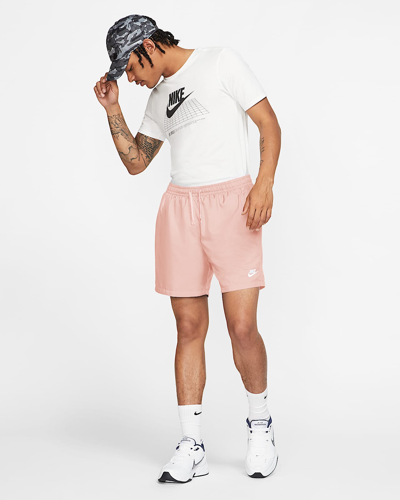 nike swoosh woven shorts orange