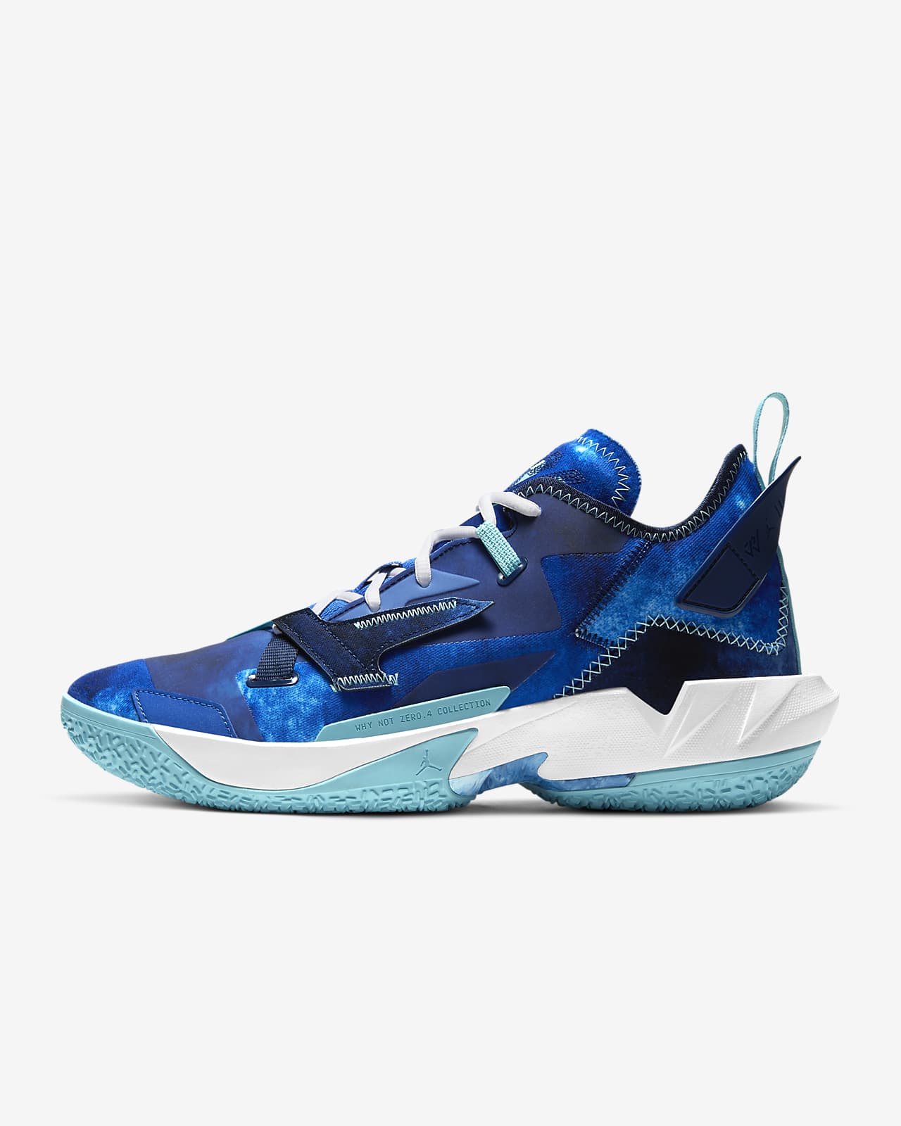 white blue basketball shoes