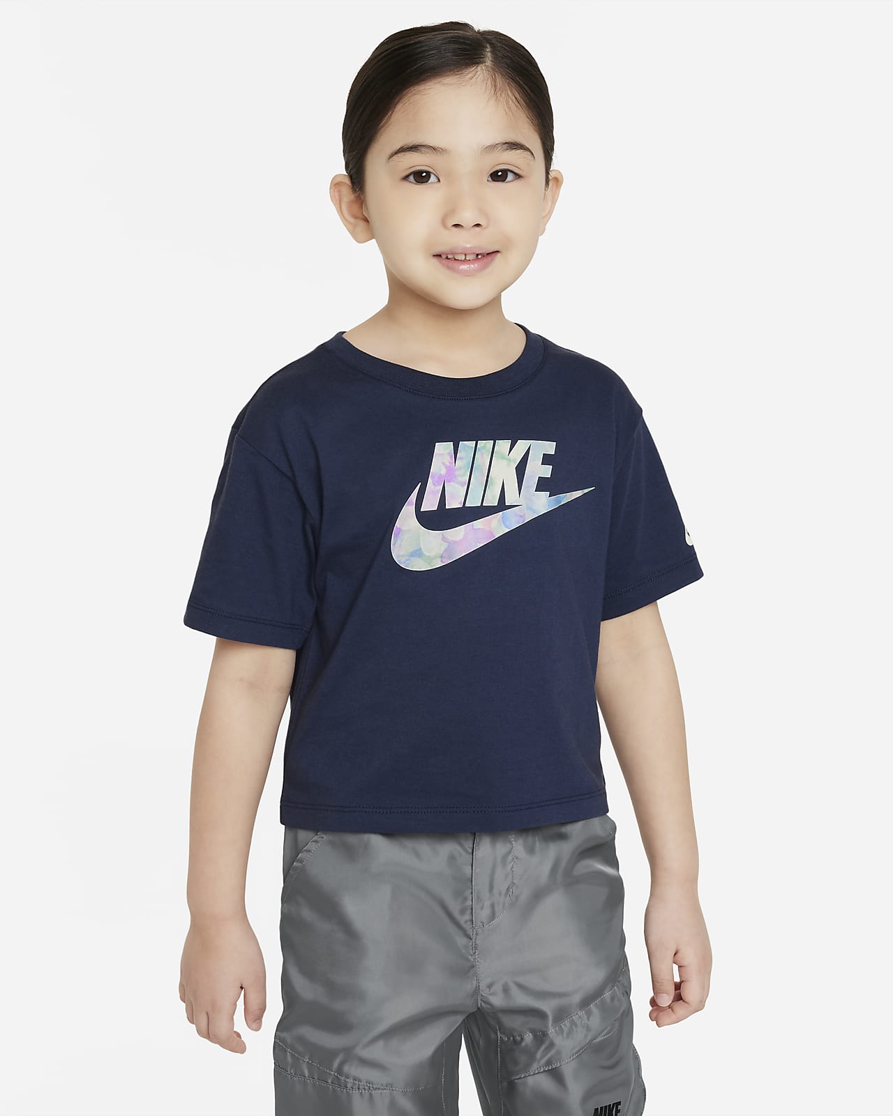 Playera de corte cuadrado para niños talla pequeña Nike Sci-Dye