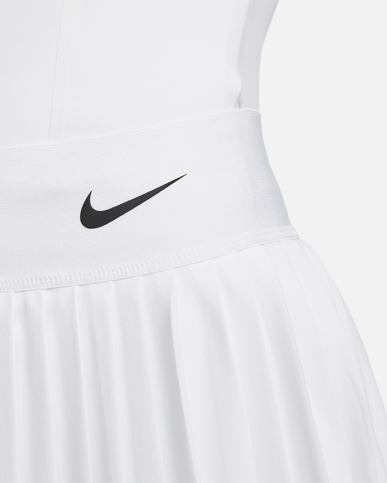 Nike Court Dri-Fit ADV Advantage Tennis Dress Womens White Slim