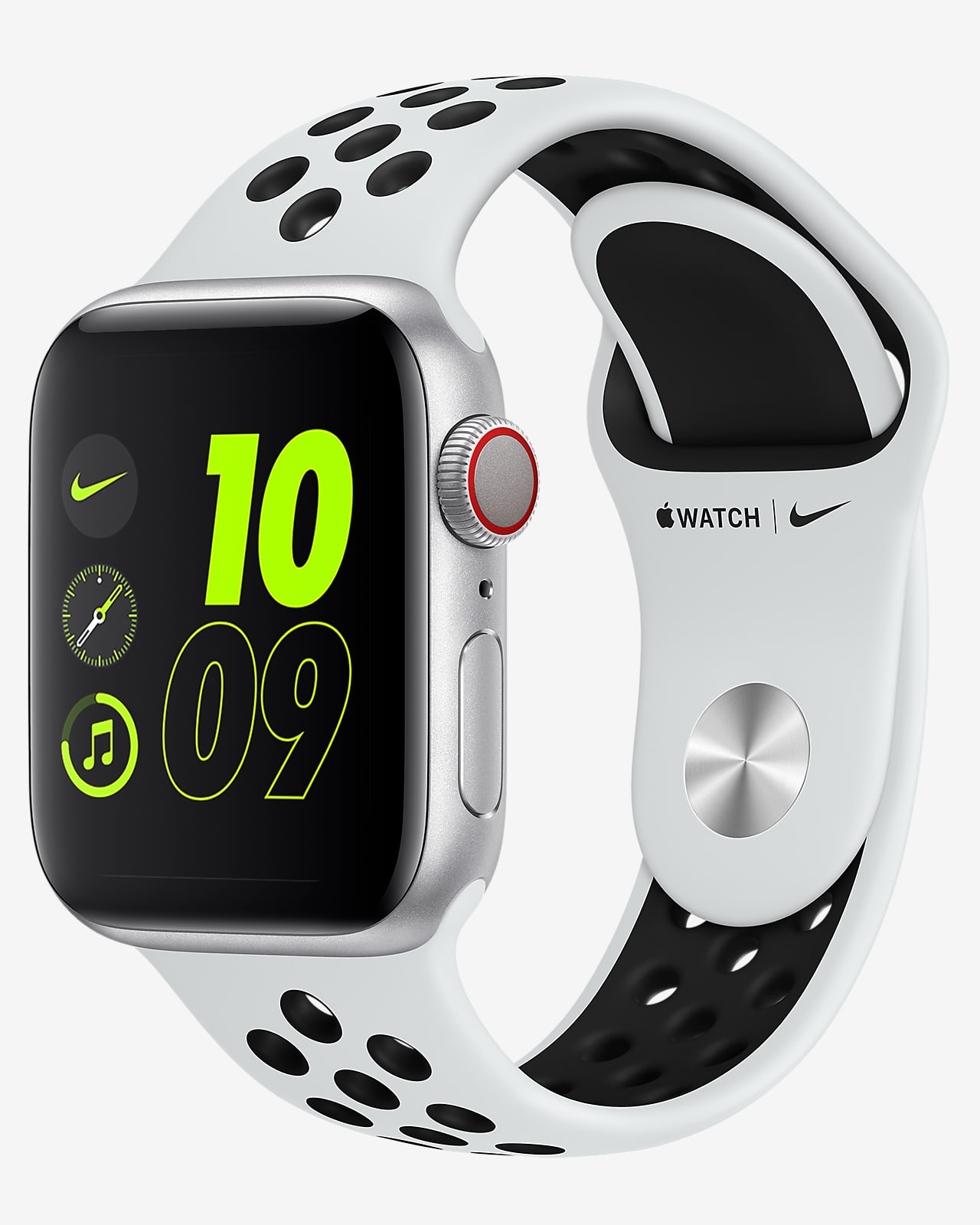 Apple Watch Nike Series 6 (GPS + Cellular) with Nike Sport Band 44mm Silver Aluminum Case. Nike.com