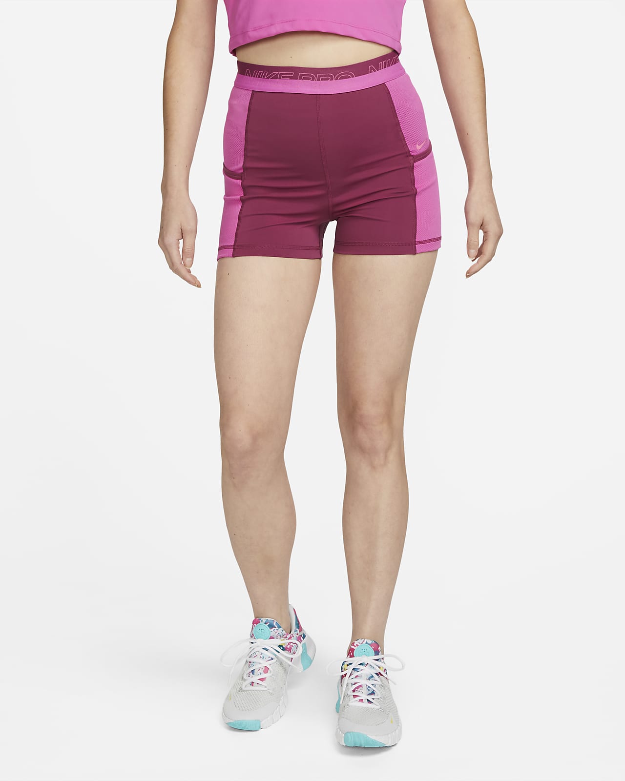 Nike Pro Dri-FIT 3 High-Rise Training Shorts - Light Curry-White