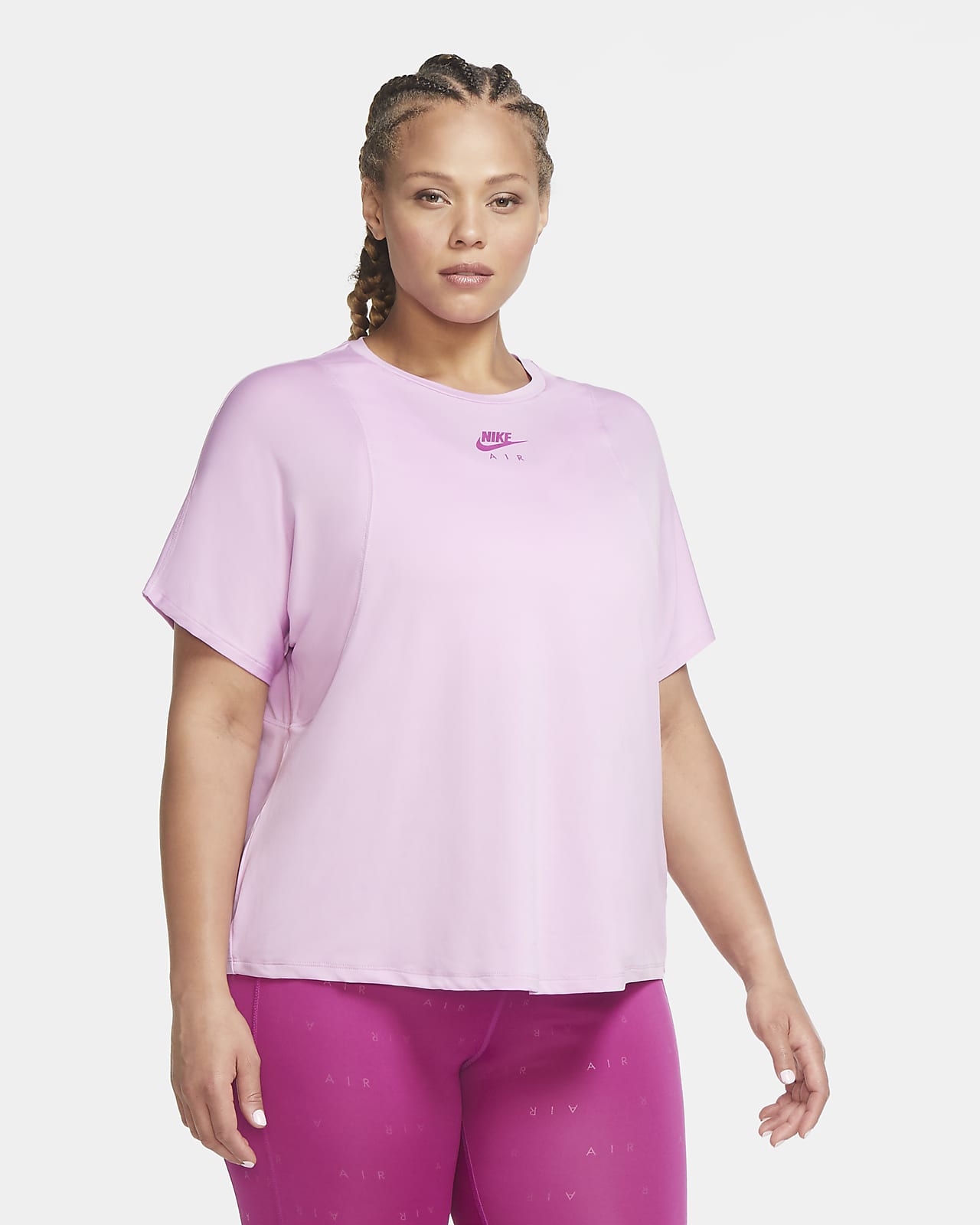 nike air running t-shirt in pink