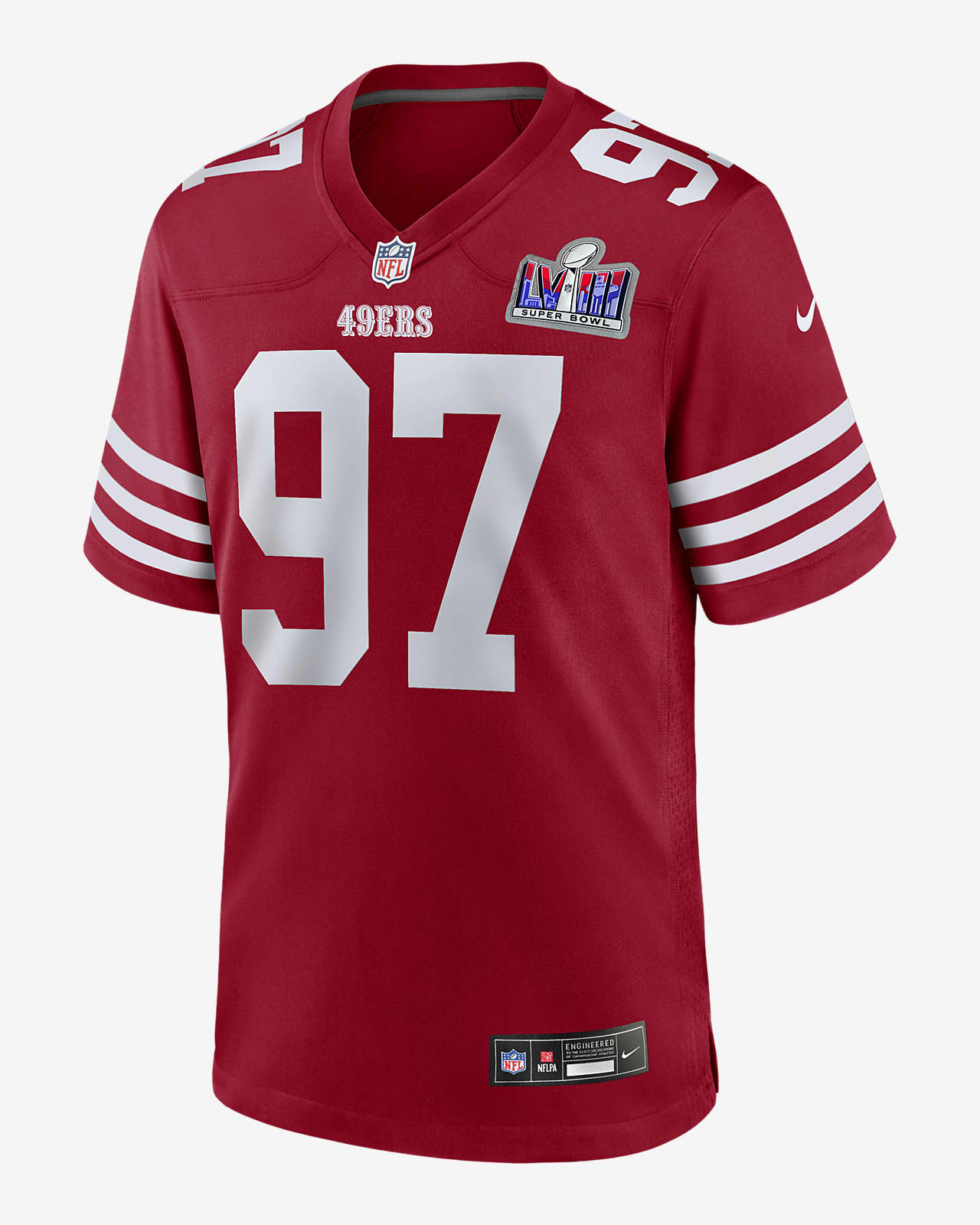 Jersey Nike de la NFL Game para hombre Nick Bosa San Francisco 49ers Super Bowl LVIII