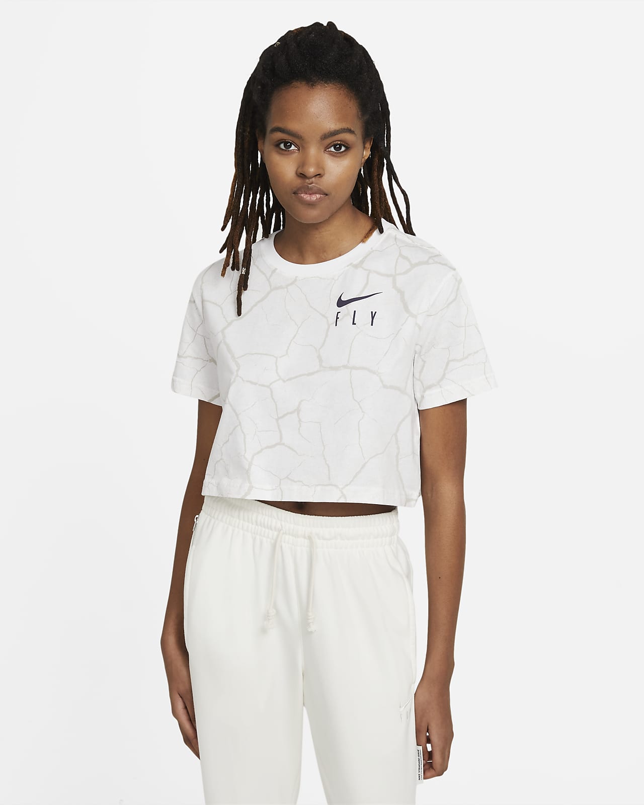 white cropped nike shirt