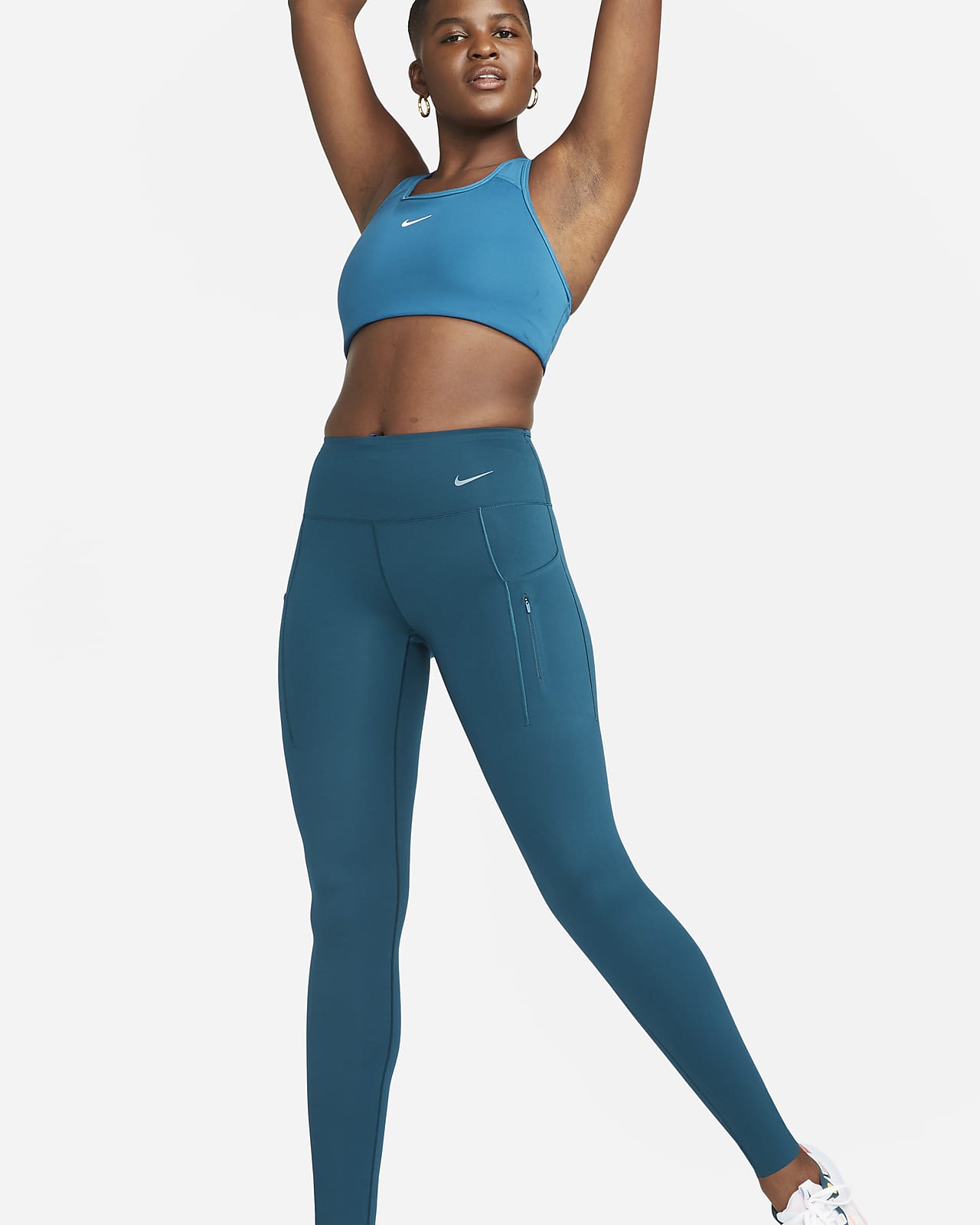 Nike Go Leggings in voller Länge mit starkem Halt, mittelhohem Bund und Taschen für Damen