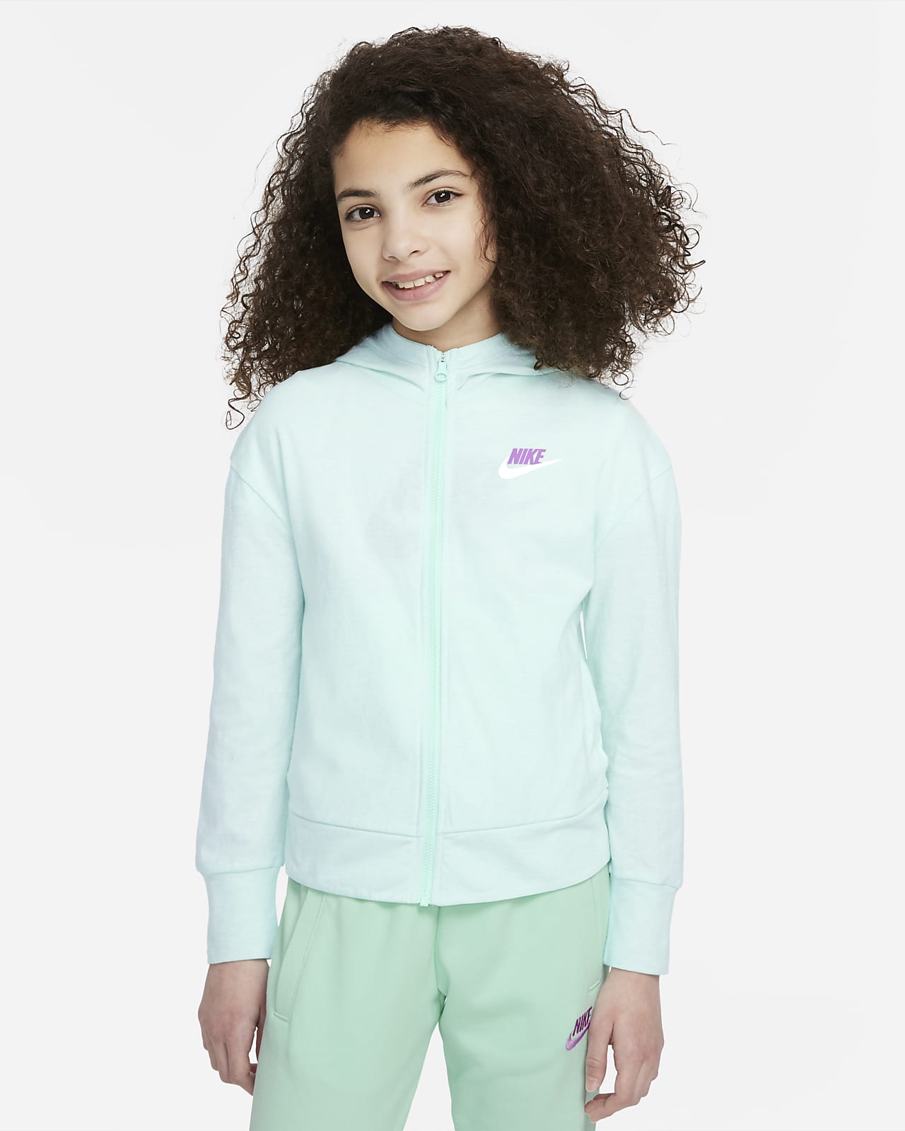 Sudadera con capucha de jersey de cierre completo para niña talla grande  Nike Sportswear. Nike.com