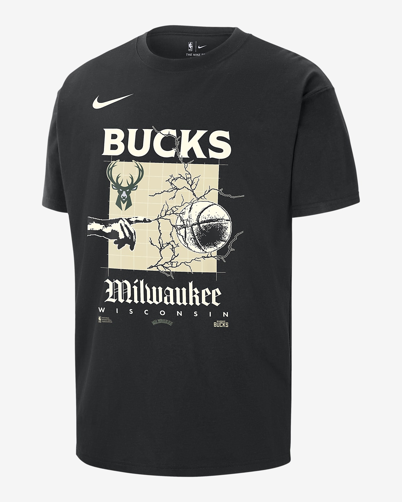 T-shirt męski Nike NBA Max90 Milwaukee Bucks Courtside