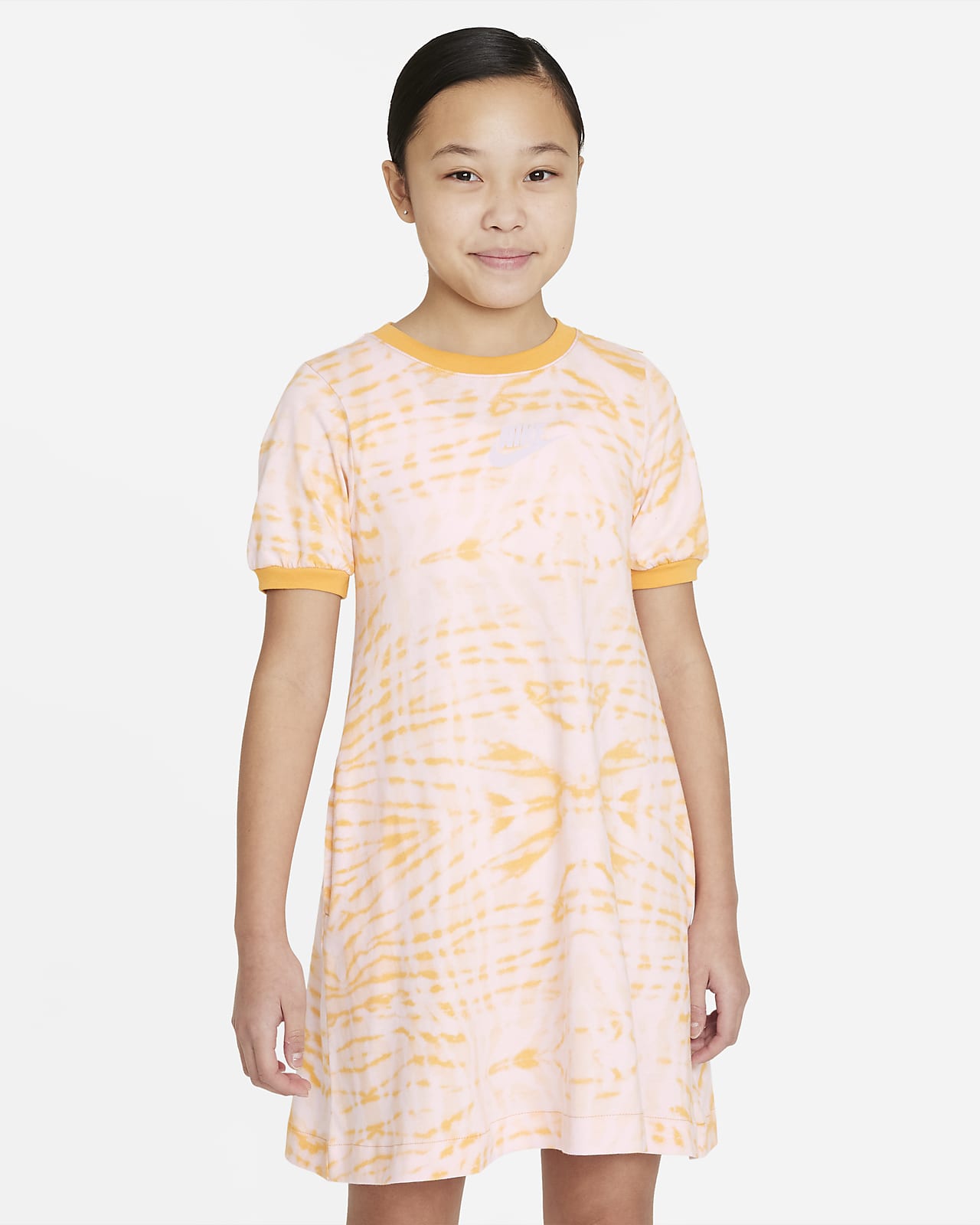 yellow short sleeve dress