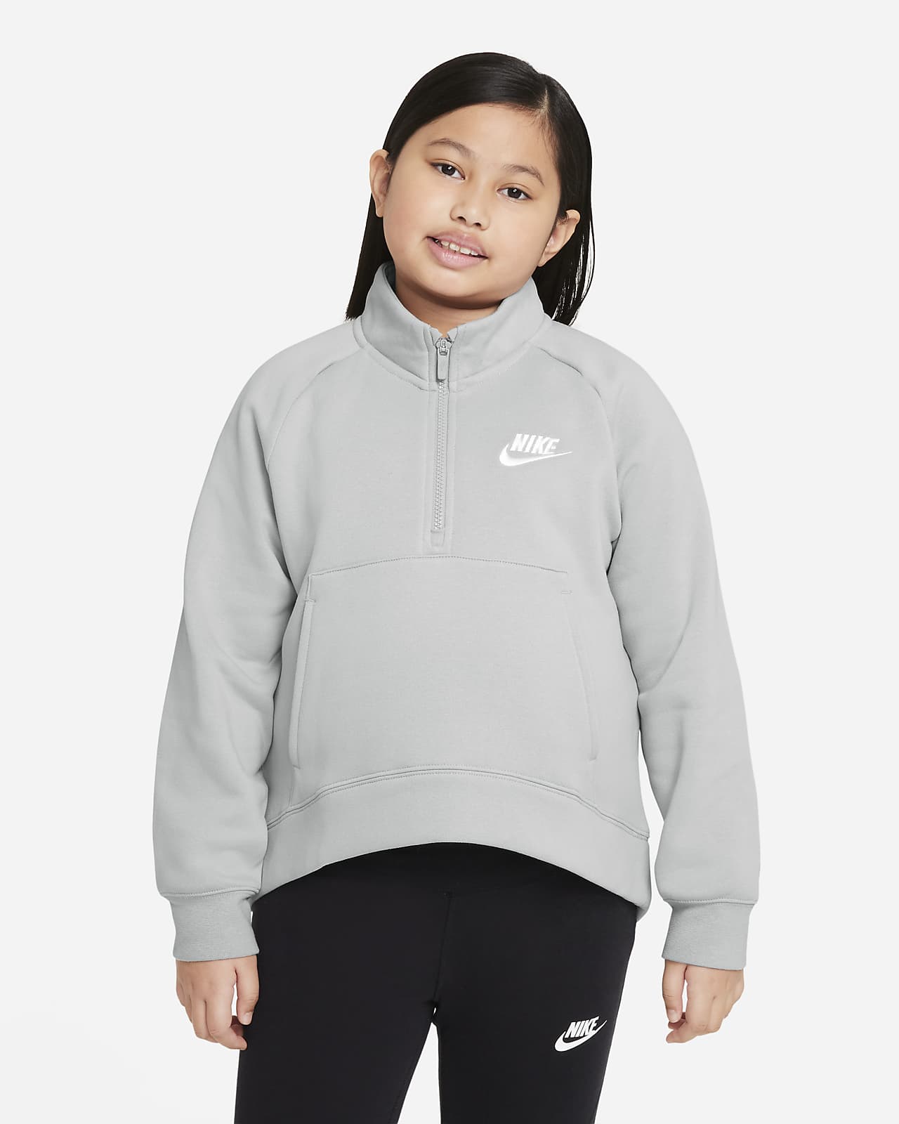 nike club grey zip hoodie