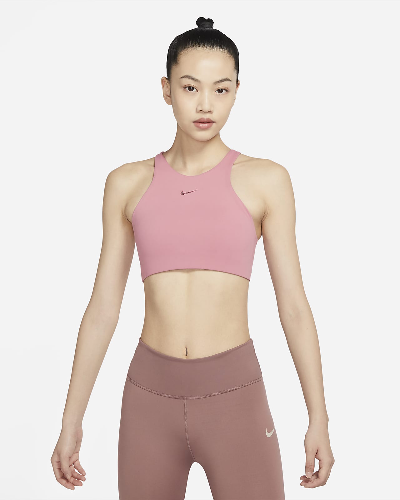 สปอร์ตบราผู้หญิงมีสายเส้นเล็กซัพพอร์ตบางเบามีซับในเบาบาง Nike Yoga Alate Curve