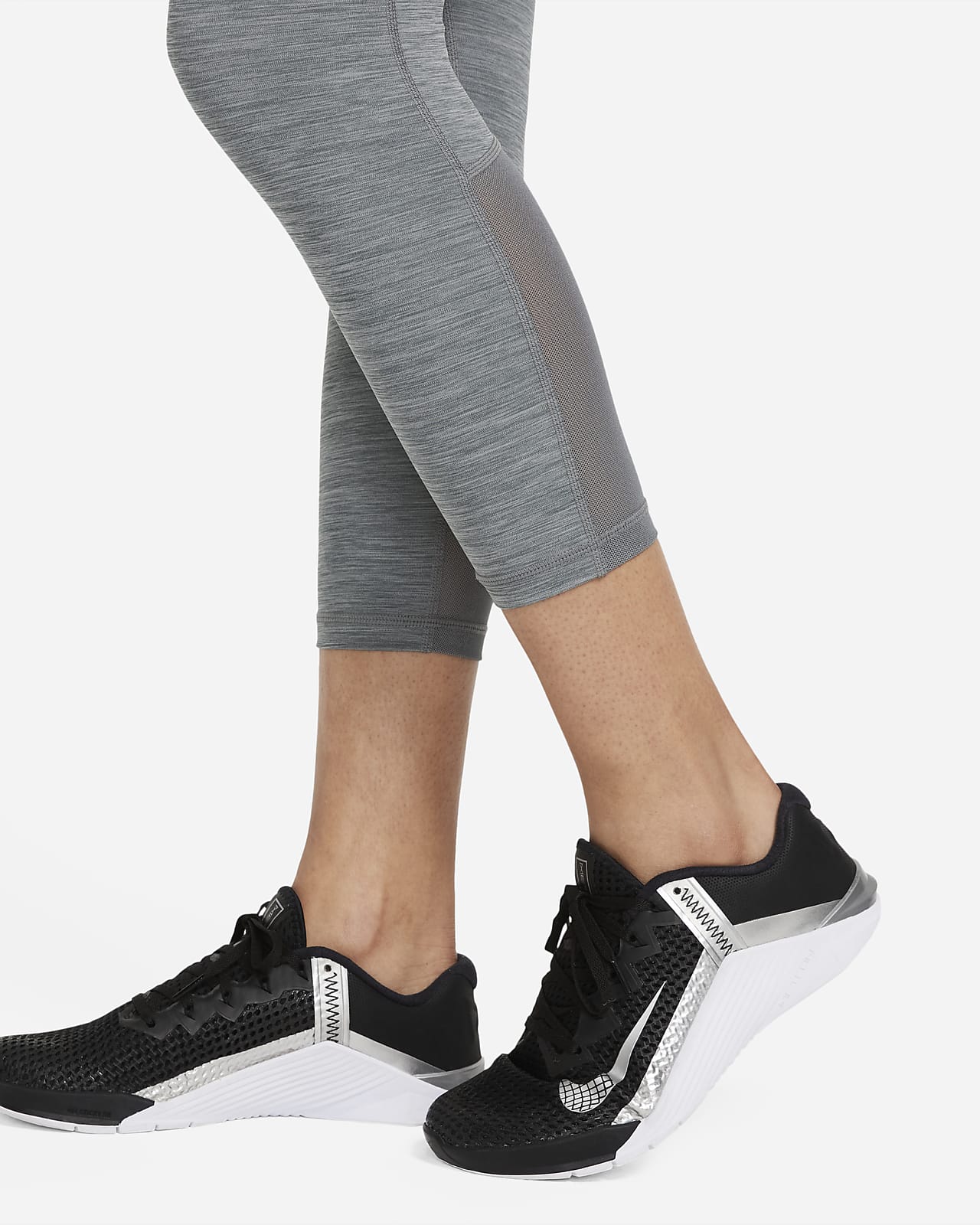 Nike Pro 365 Womens Mid Rise Cropped Mesh Panel Leggings Nike Lu 8929