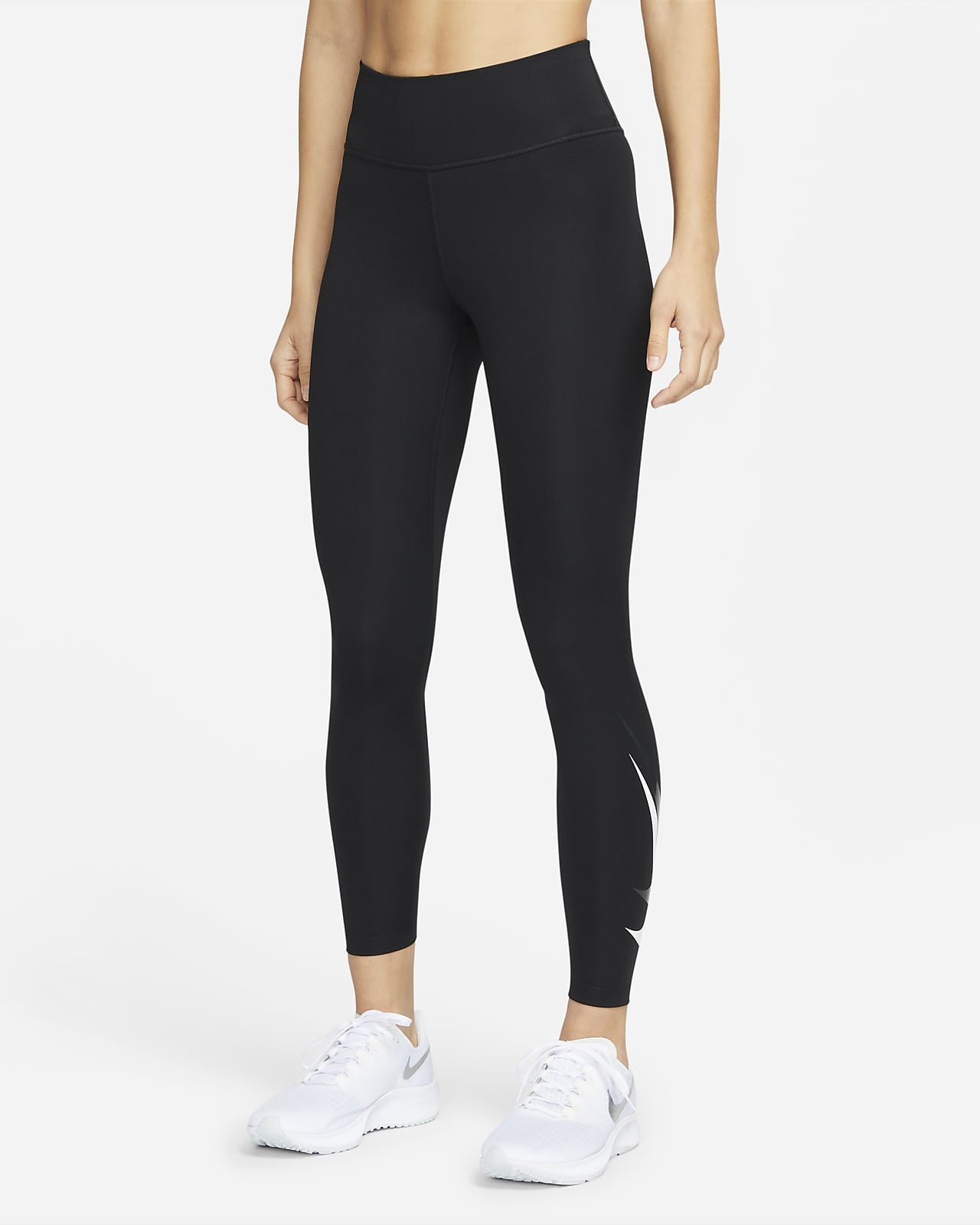 Nike Swoosh Run 7/8-Lauf-Leggings mit mittelhohem Bund und Grafik für Damen