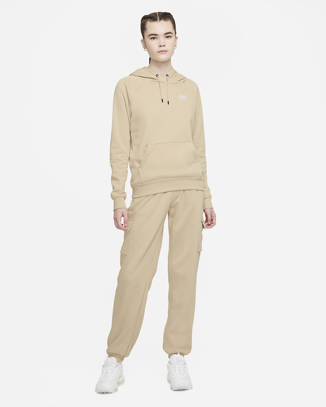 Nike Women's Sportswear Essentials Pullover Sweatshirt Hoodie, Fleece,  Kangaroo Pocket