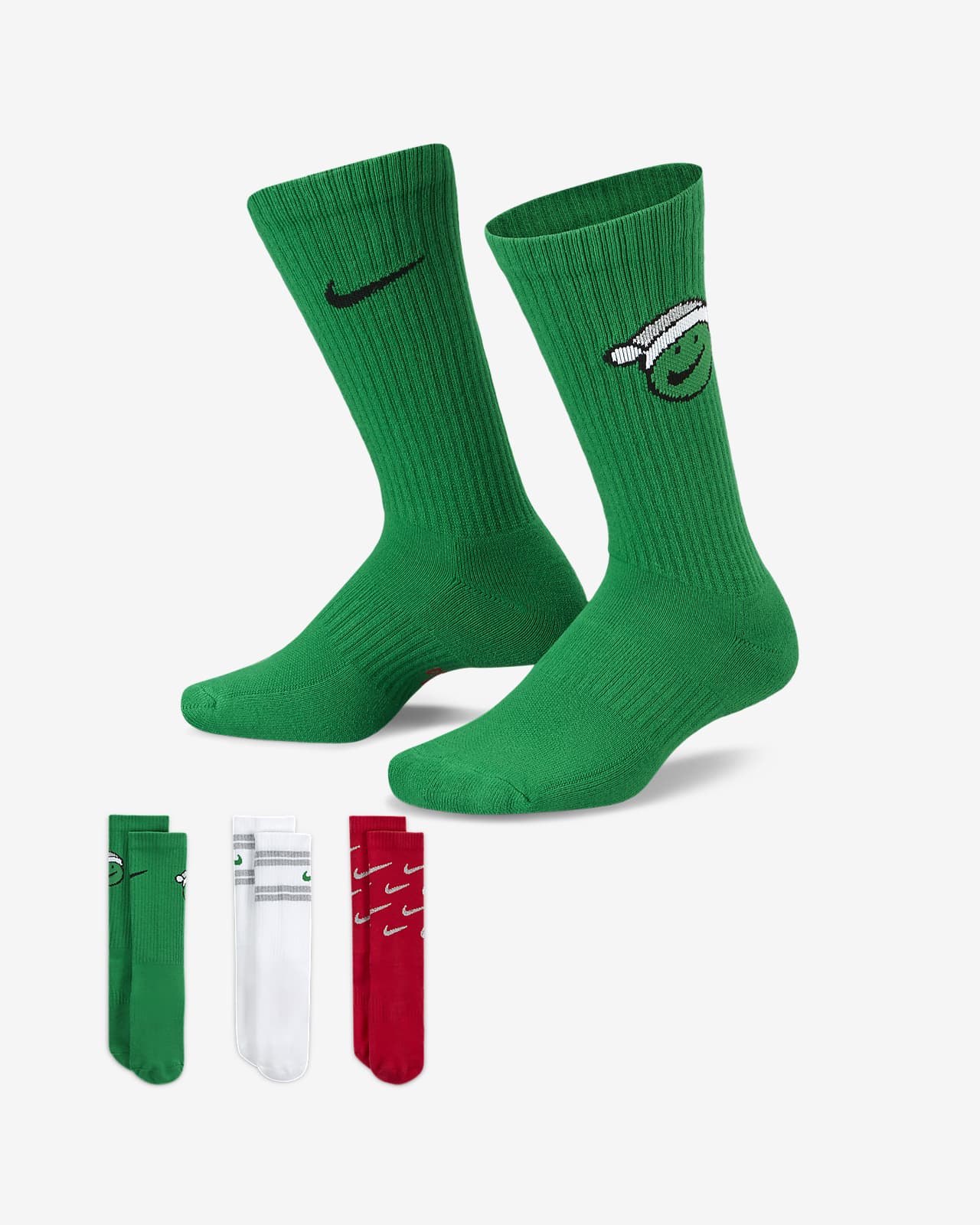 Nike Everyday Crew sokken met demping voor kids (3 paar)