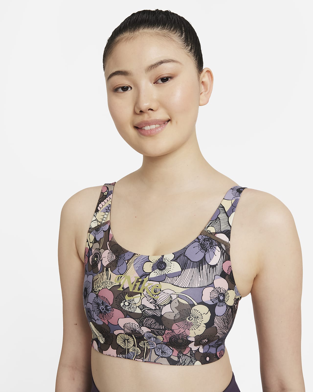 Nike women's medium support floral sports bra clearance