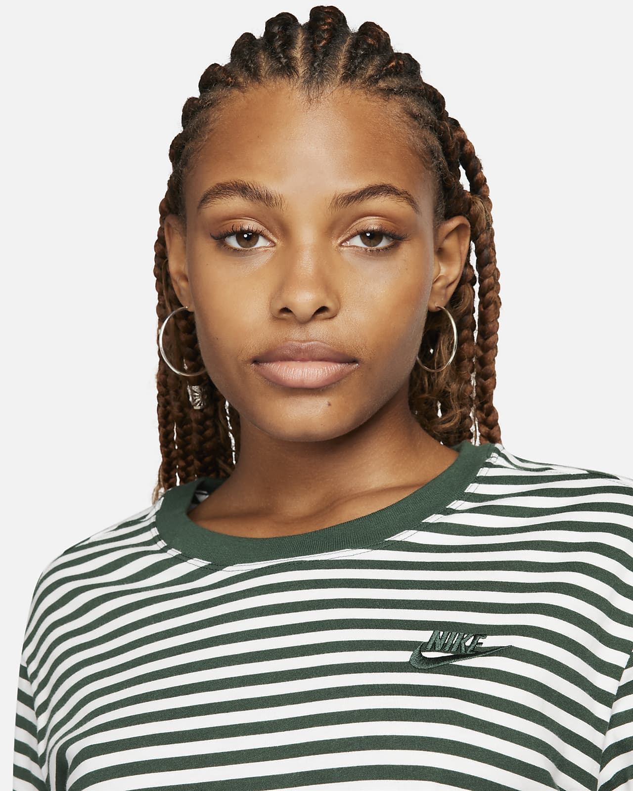 Nike Sportswear Essential Women\'s Striped Crop T-Shirt.